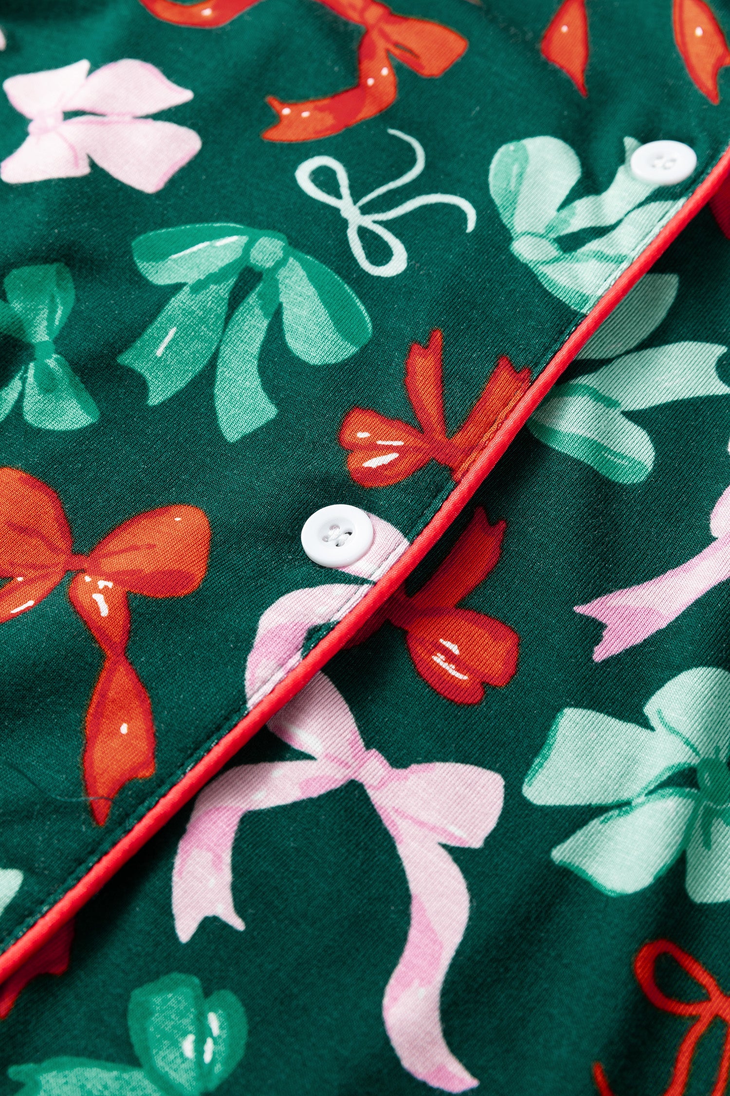 Festive Bow Print Long Sleeve Shirt and Pyjama Short Set - Loungewear & Sleepwear/Pyjama Shorts