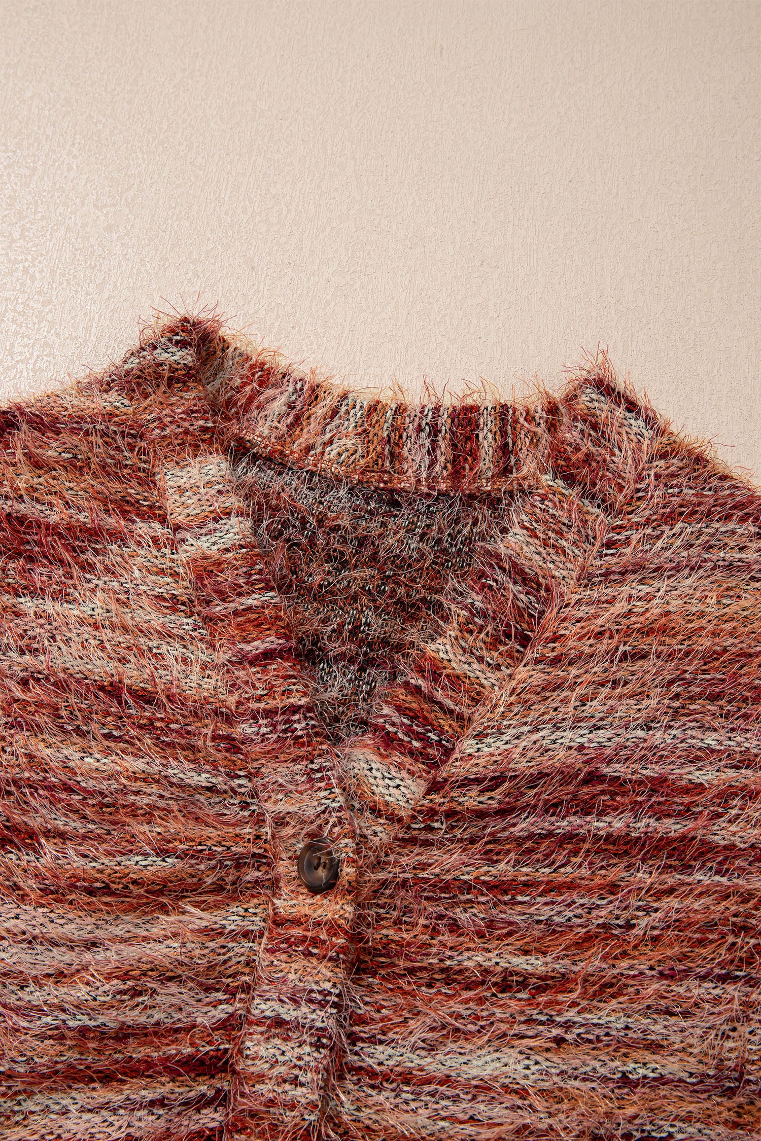 Fuzzy Striped Button Front Cardigan Sweater – Tawny
