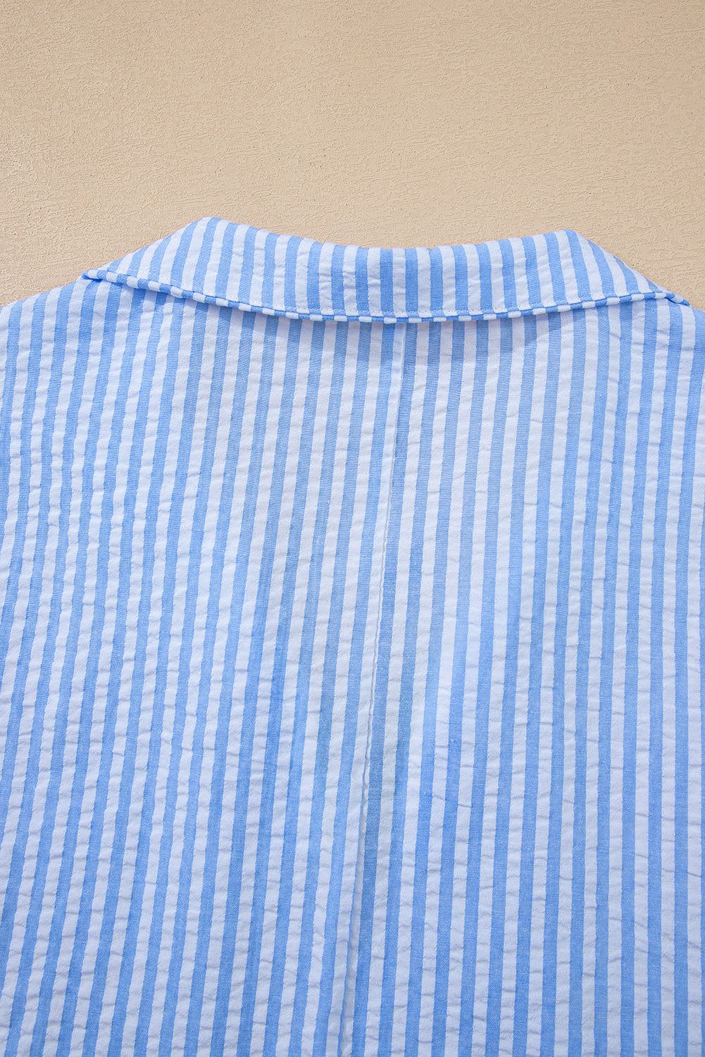 Striped Print Contrast Split Neck Dolman Sleeve Blouse eAura