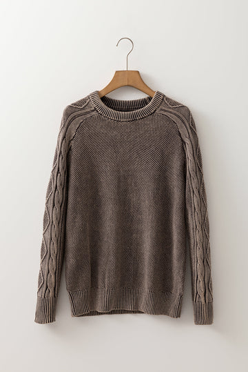 Contrast Cable Knit Sleeve Casual Sweater Dear-Lover Dropshipping