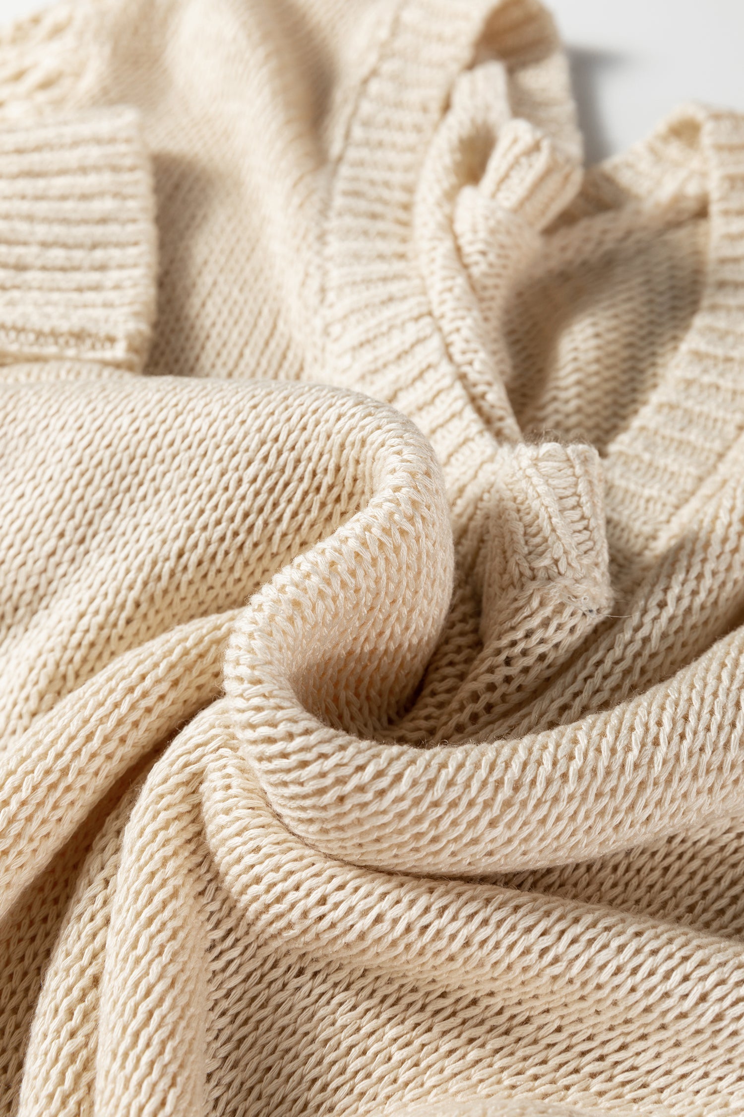 V-Neck Pointelle Knit Sleeve Sweater - Sweaters & Cardigans/Sweaters