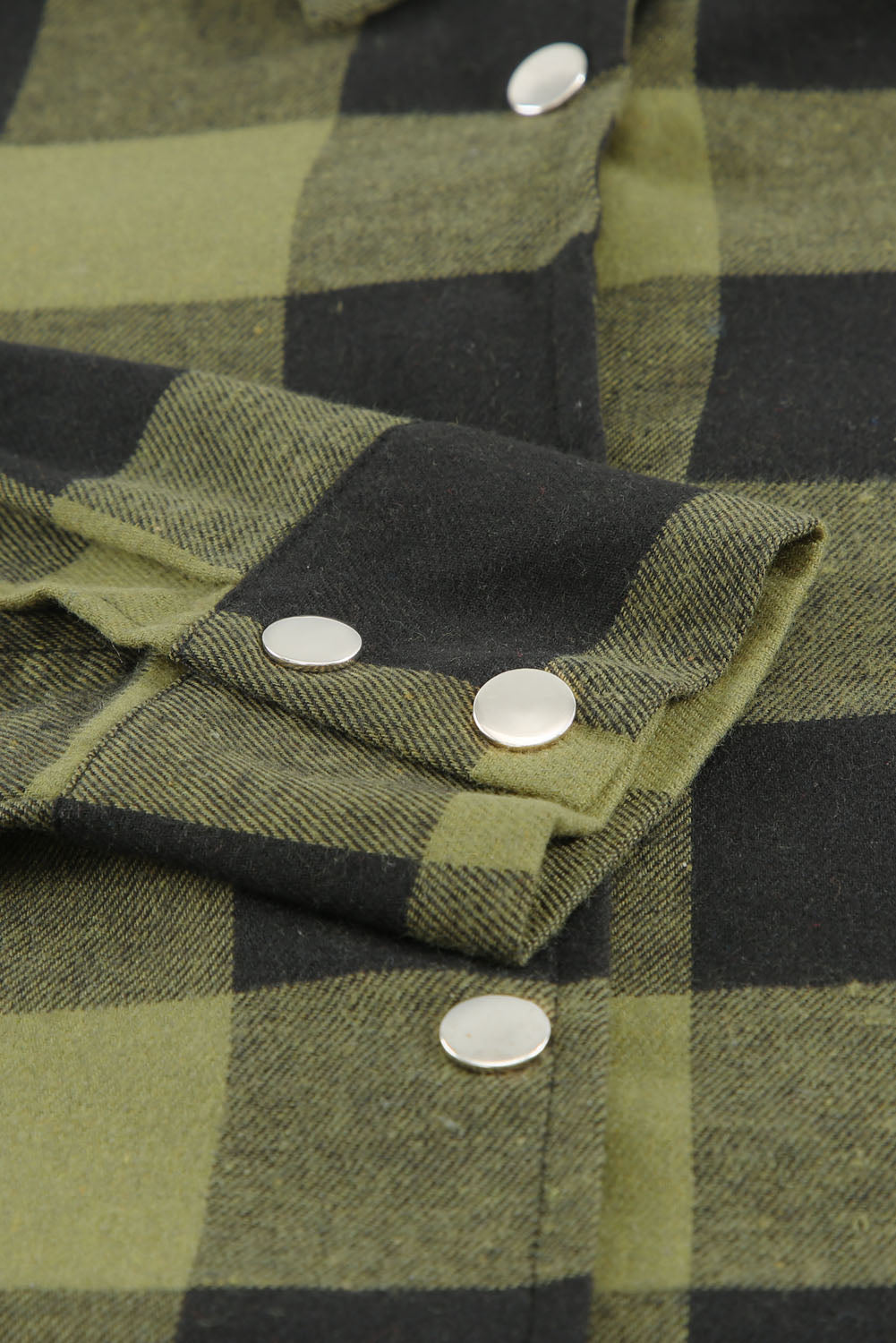 Black Turn-down Collar Plaid Shirt Coat eAura