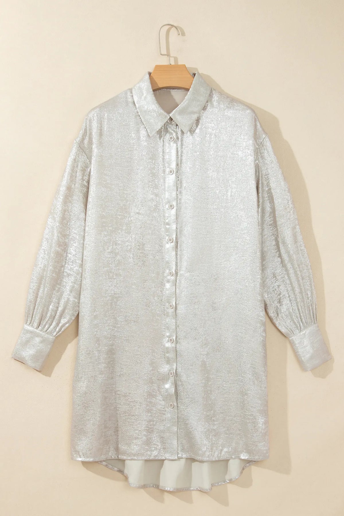 Jet Stream Solid Pattern Mini Length One Piece Long Sleeve Shift Dress – Cream