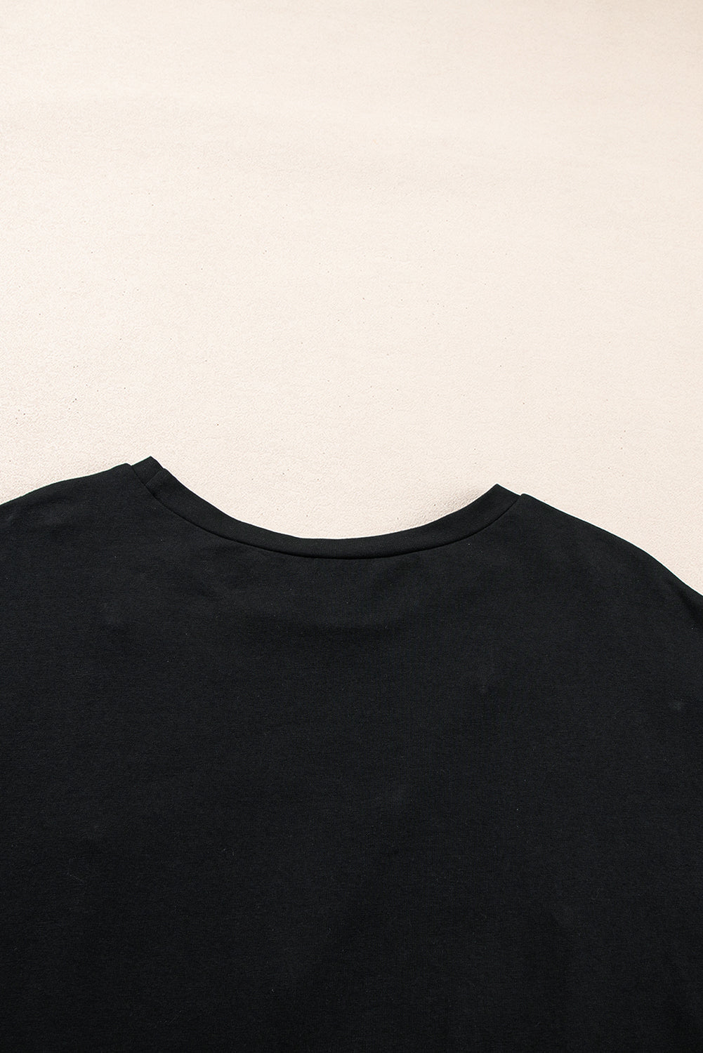 Black Pearl Beaded Drop Shoulder Crewneck T Shirt eAura