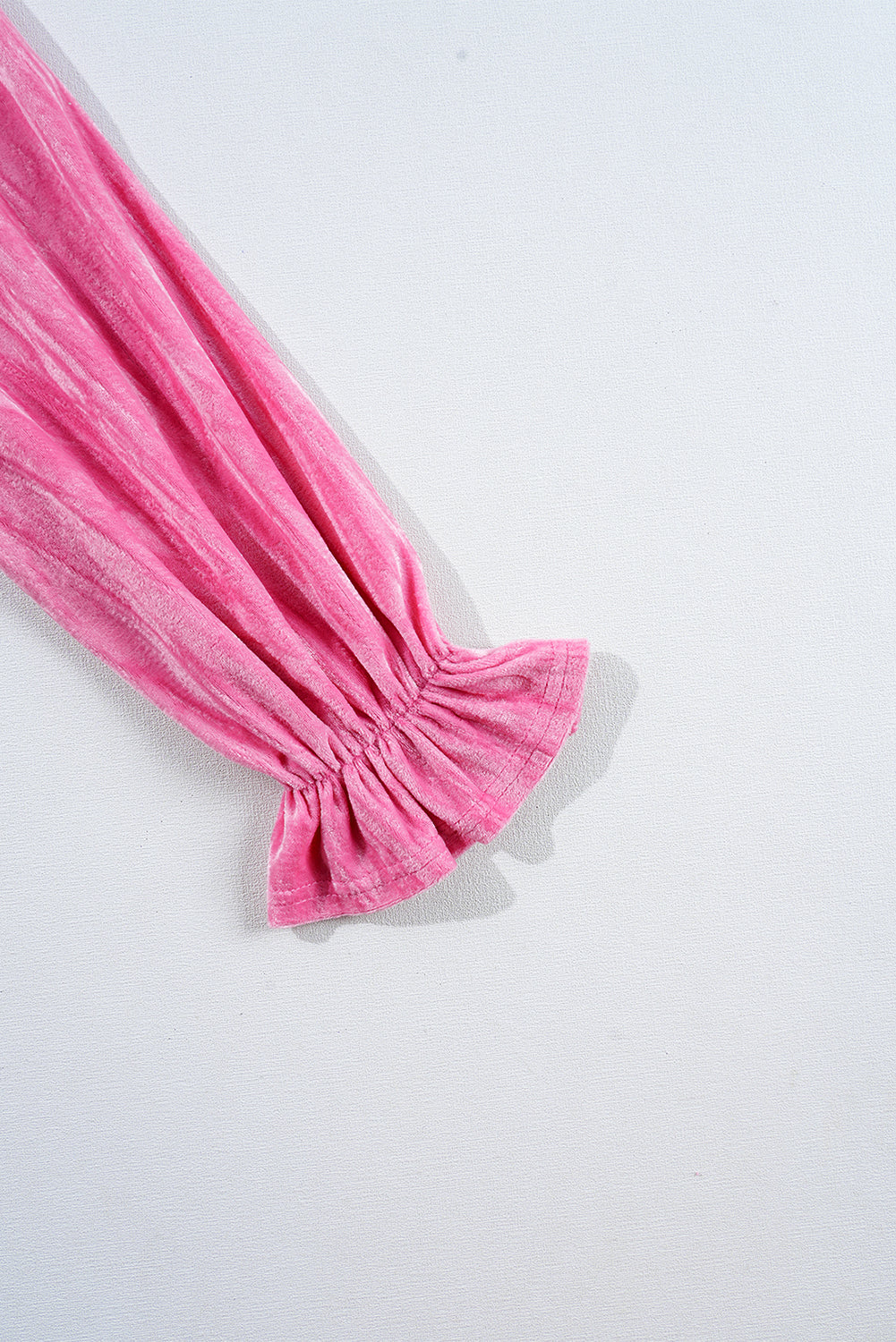 Strawberry Pink Flounce Sleeve Tiered Ruffled Velvet Mini Dress eAura