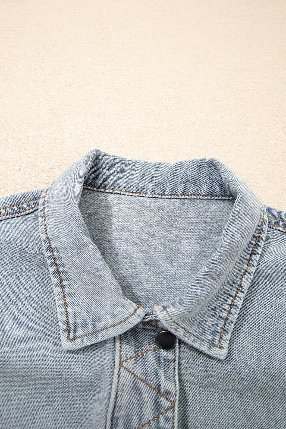Blue Zip Up Washed Denim Jacket - eAura