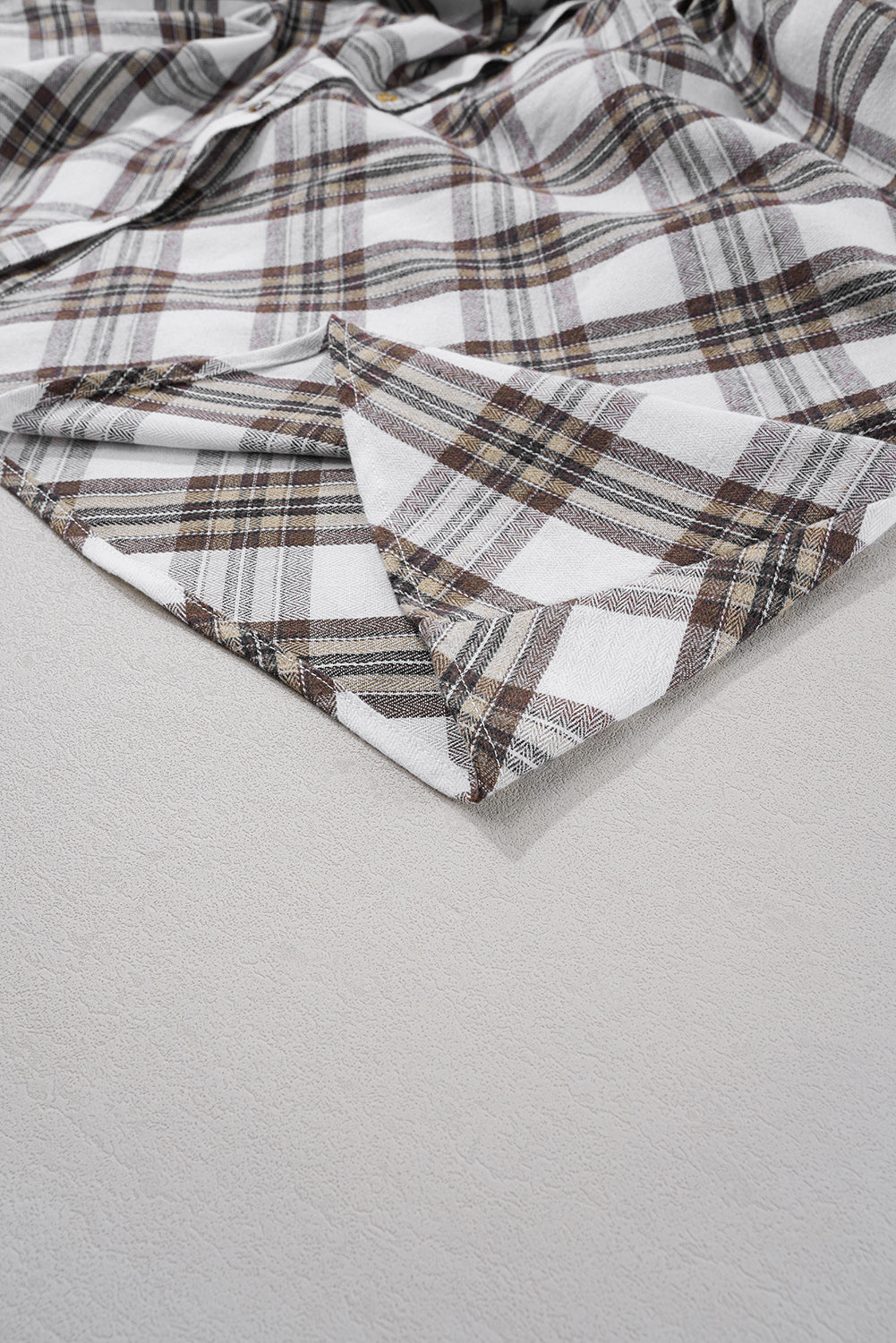 White Plaid Bubble Sleeve Flowy Shirt Dress eAura