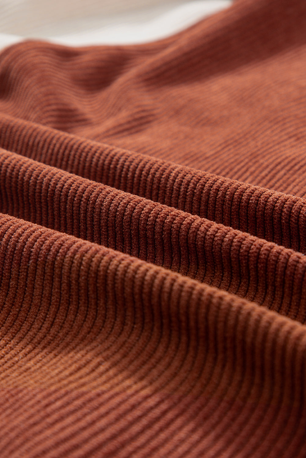 Cinnamon Colourblock Curved Hem Corduroy Shacket with Pocket Beagle Boutique Fashion Outlet