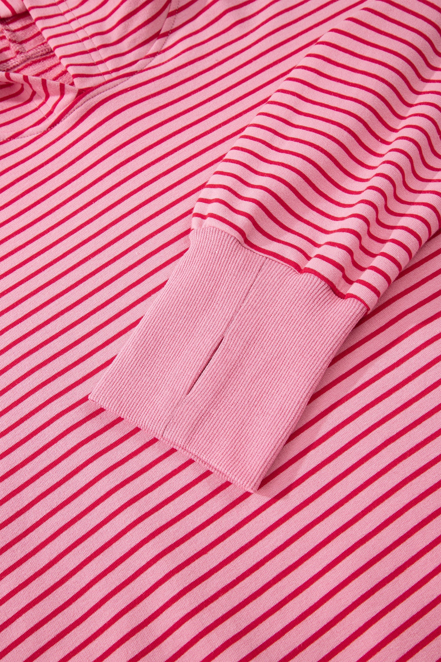 Stripe Thumbhole Side Slits Drop Shoulder Loose Fit Hoodie - eAura