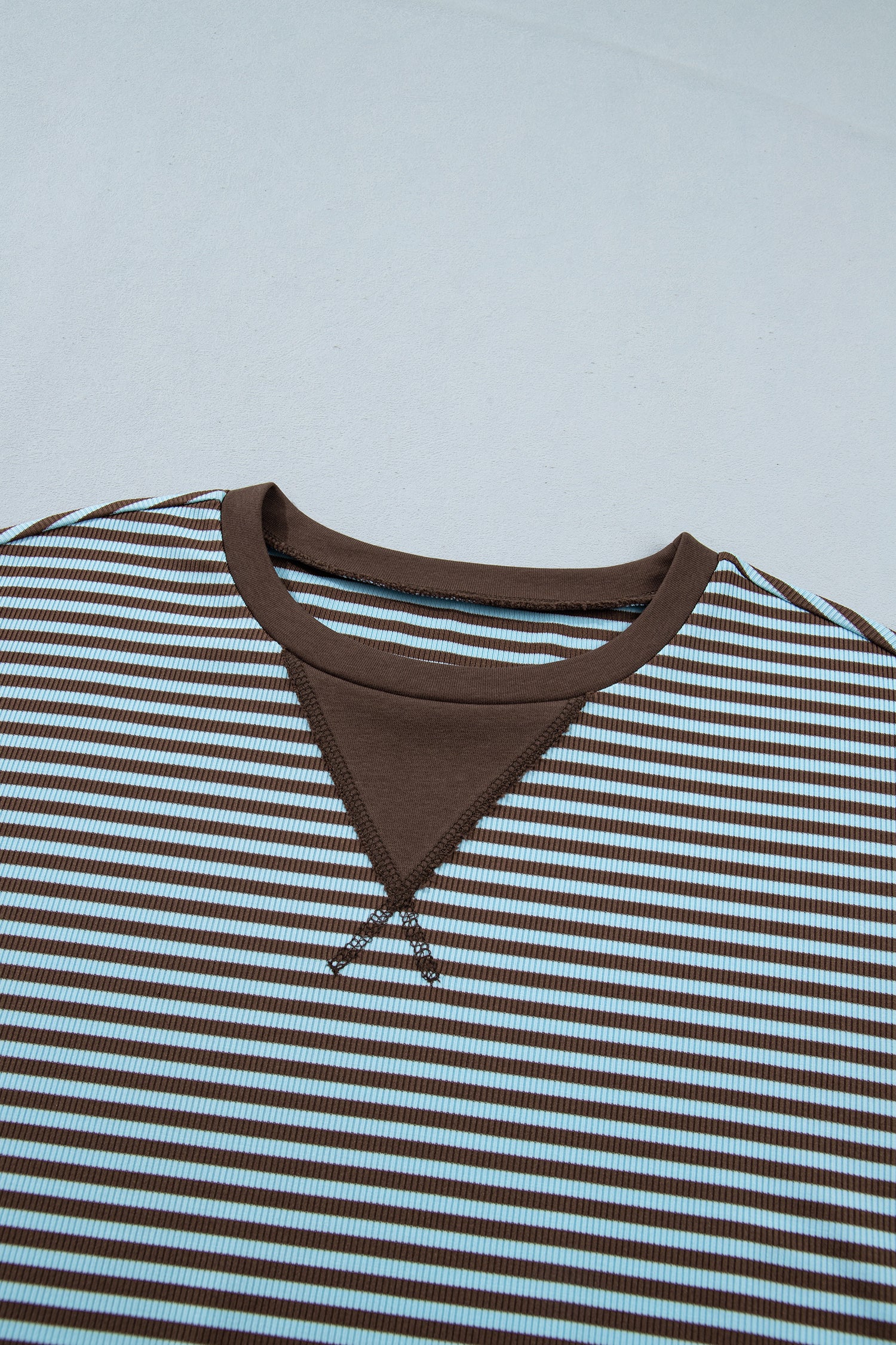Oversized Long Sleeve Top Drawstring Loose Shorts 2pcs Set – Brown Stripe