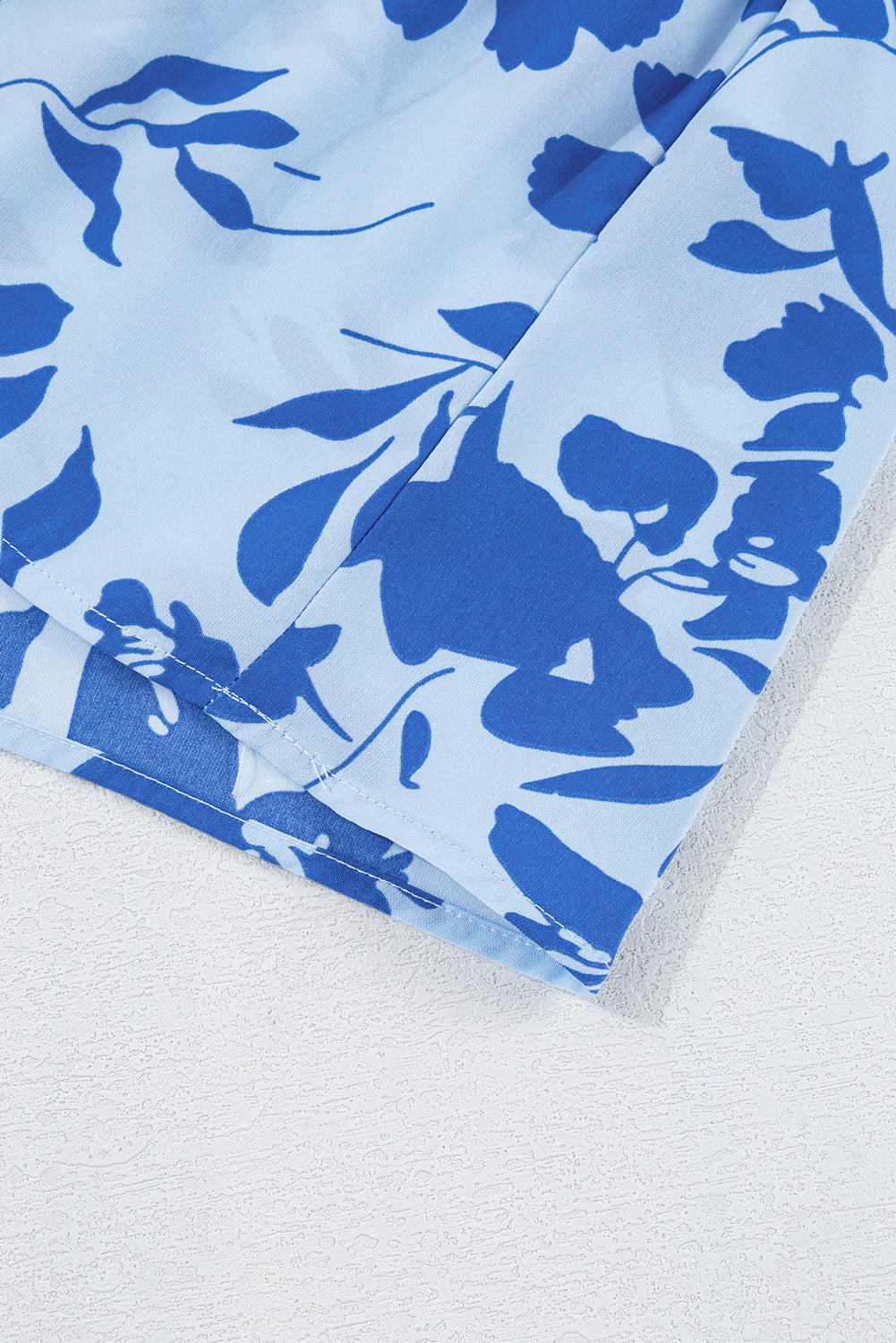 Sky Blue Floral Print Tiered Frilled Trim Flutter Sleeve Maxi Dress eAura