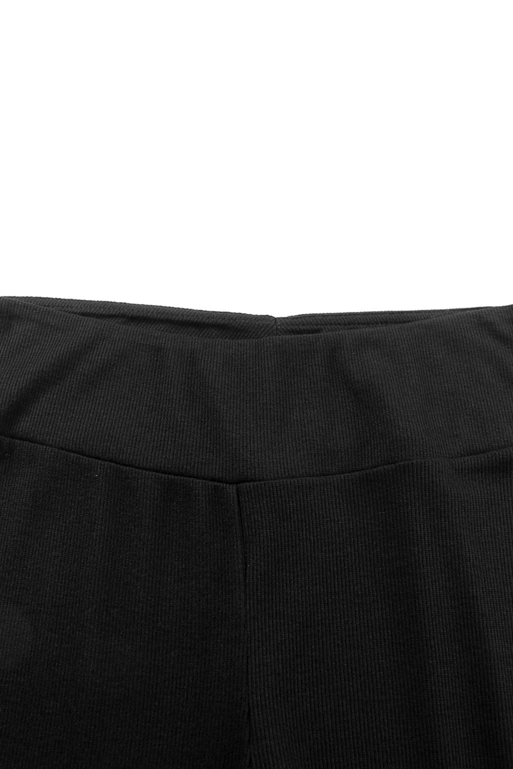 Black Rib Knit High Waist Slit Leggings Beagle Boutique Fashion Outlet