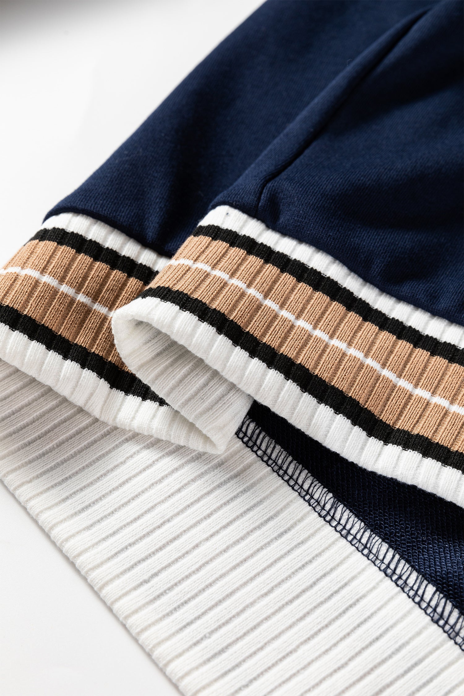 Varsity Contrast Striped Trim V-Neck Sweatshirt - eAura
