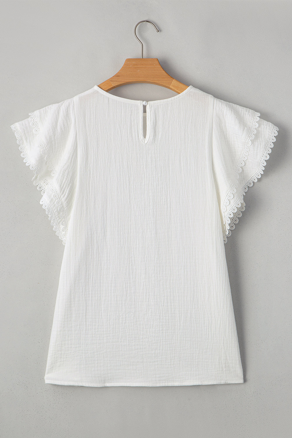 White Crinkled Layered Ruffled Flutter Sleeve Blouse eAura