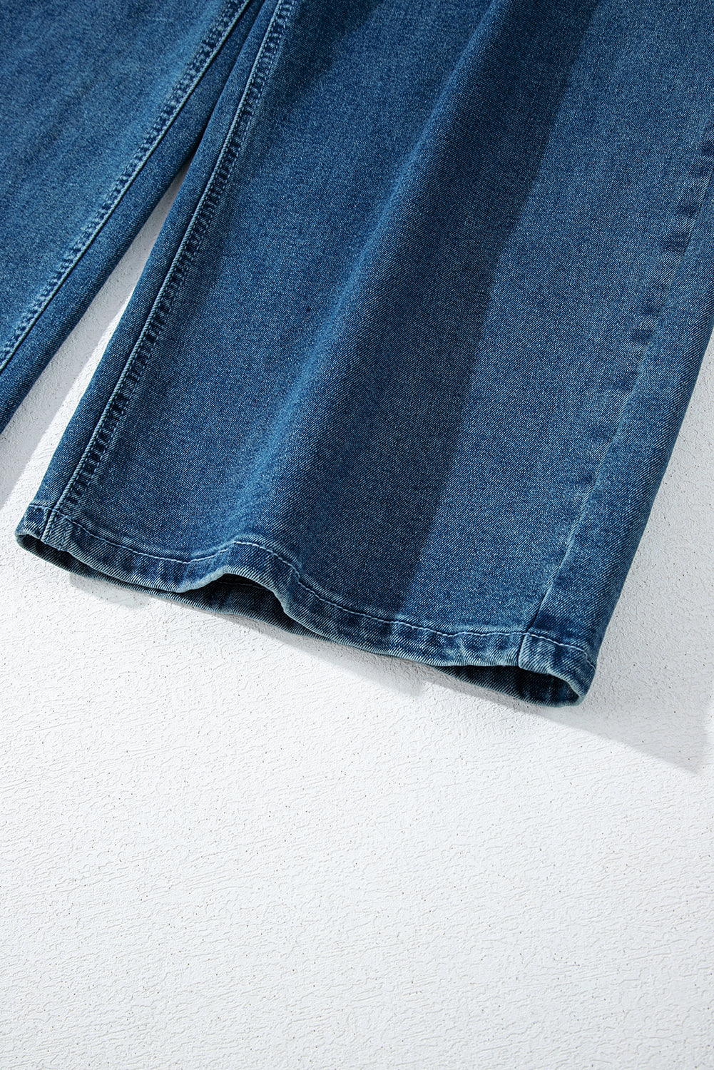 Dusk Blue Adjustable Tie Straps Cropped Wide Leg Denim Overalls eAura