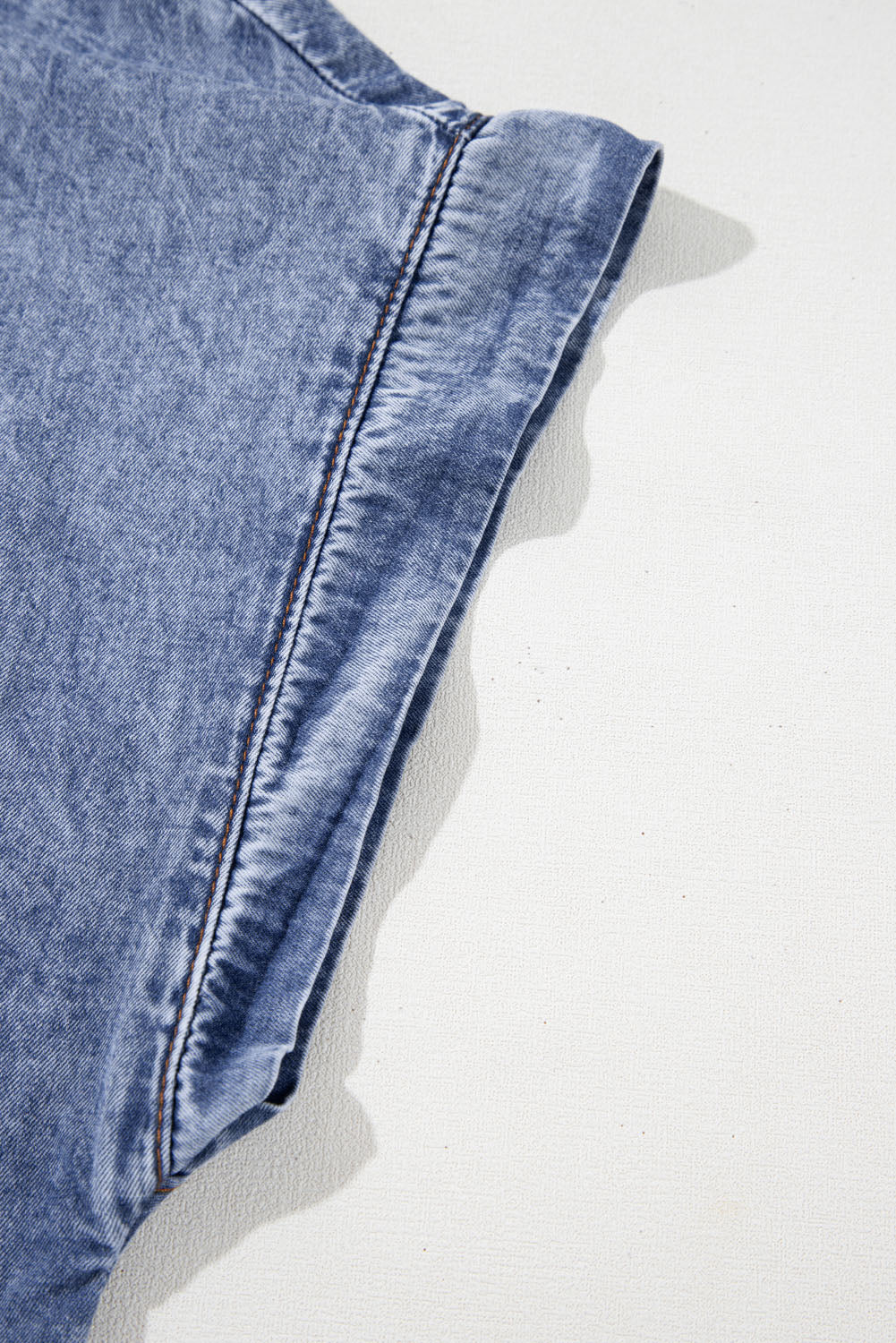 Beau Blue Tie V-Neck Tucking Detail Short Sleeve Denim Shift Dress - eAura