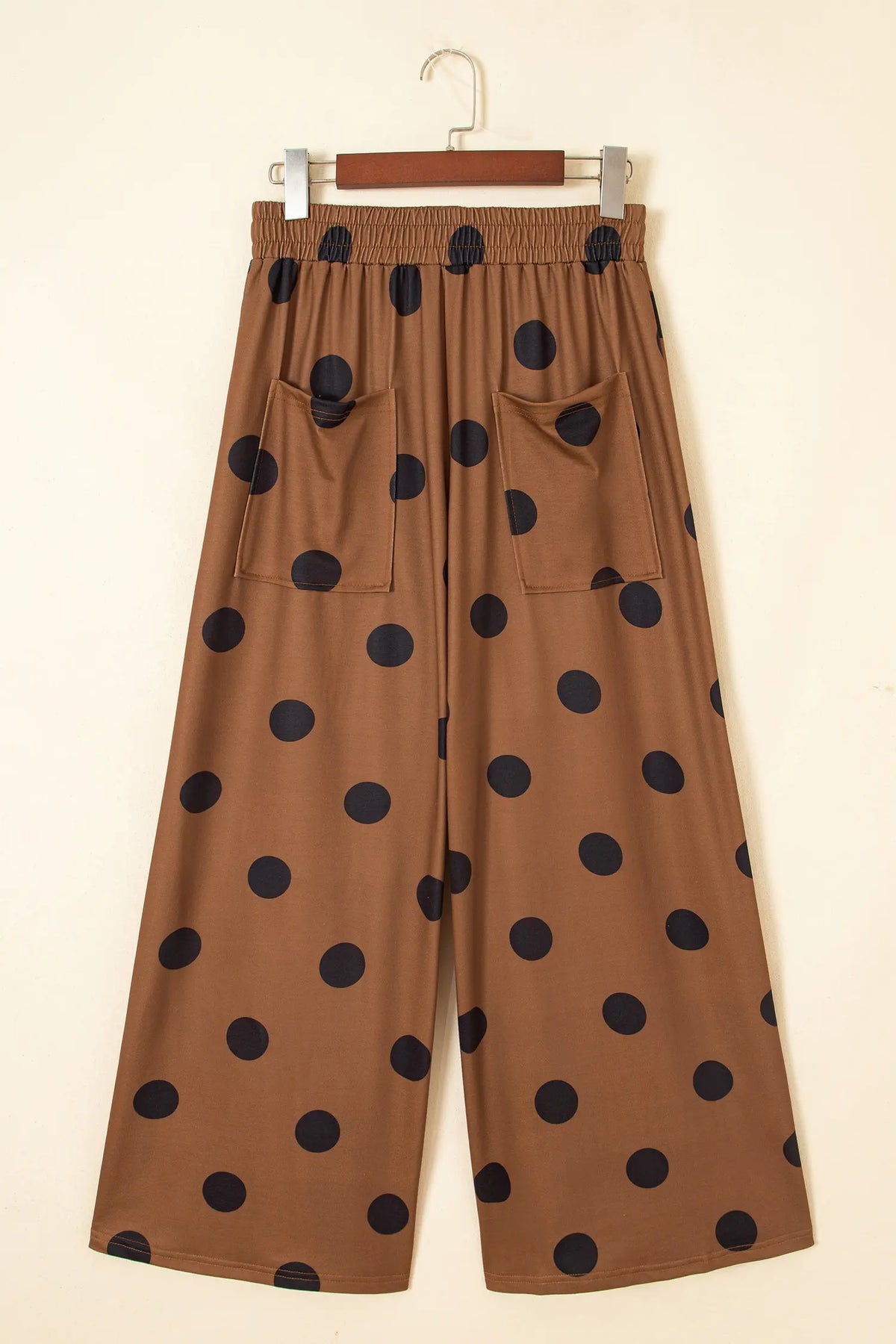 Sky Blue Polka Dot Wide Leg Elastic Waist Casual Pants – Light Blue