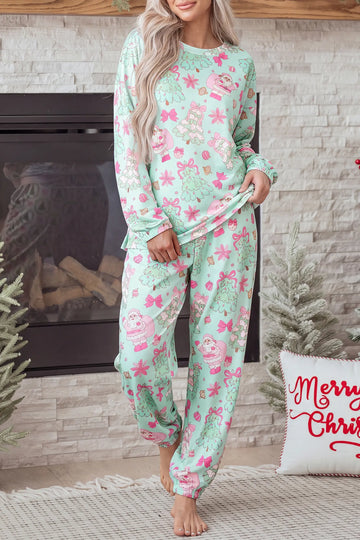Two-Piece Lounge Set Long Sleeve Abstract Print
