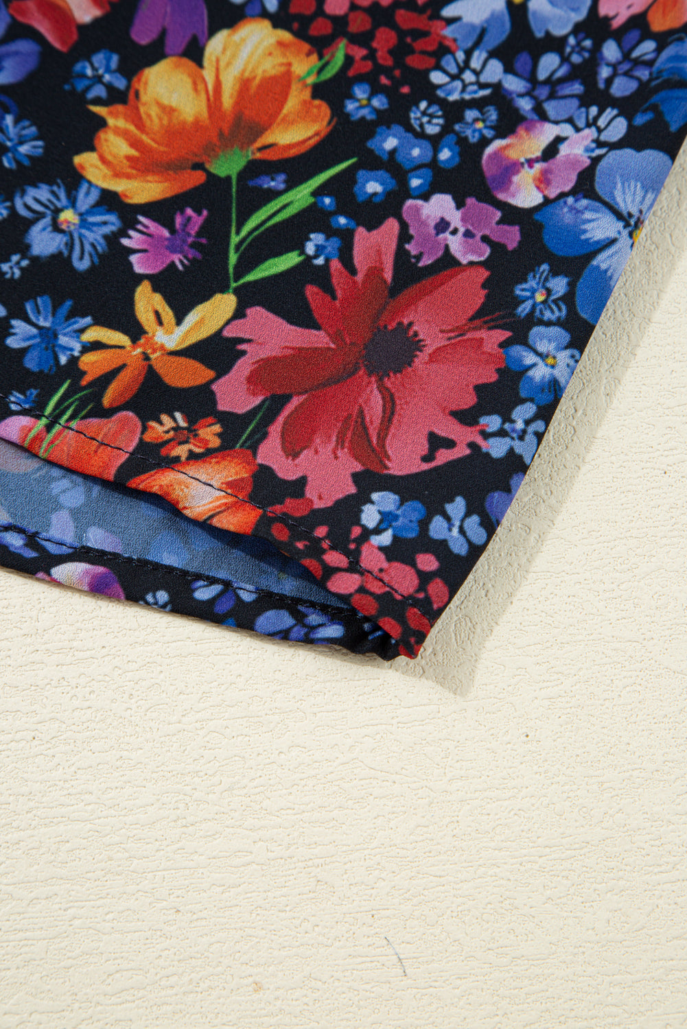 Floral Print Tassel Tie V-Neck Long Sleeve Flowy Long Dress - eAura