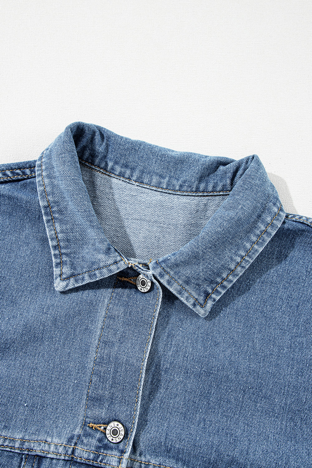 Light Blue Washed Oversize Pocketed Denim Jacket eAura