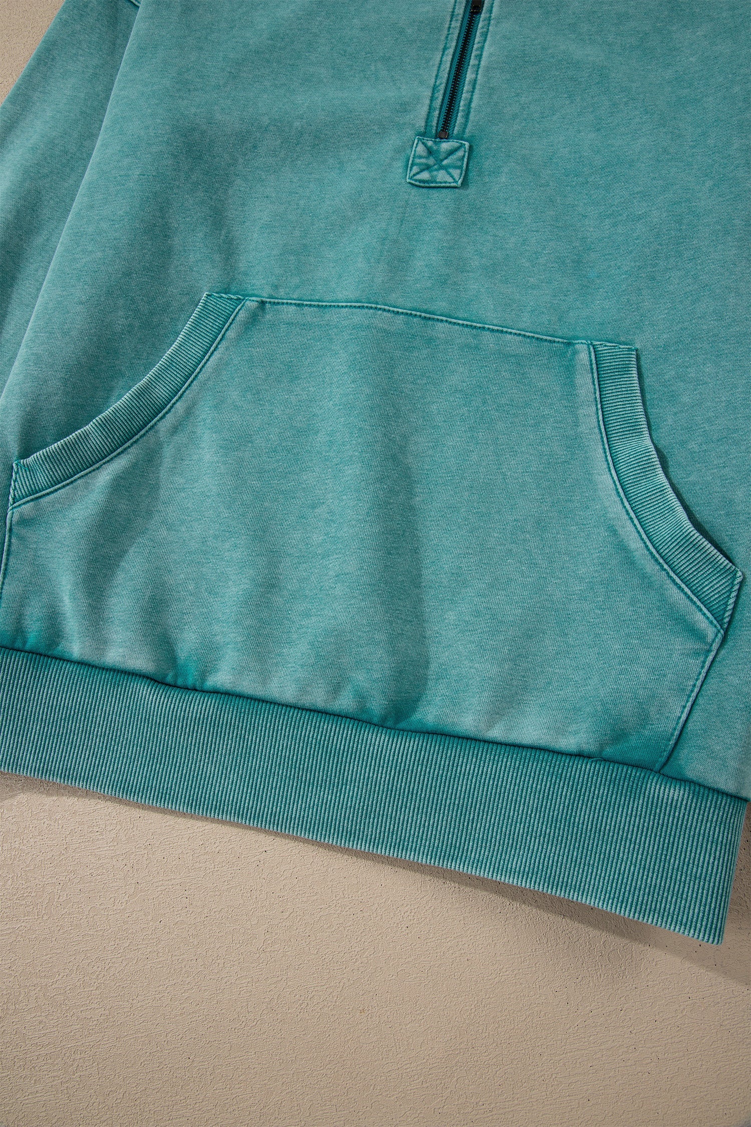 Half Zip Kangaroo Pocket Mineral Wash Baggy Hoodie - Tops/Sweatshirts & Hoodies