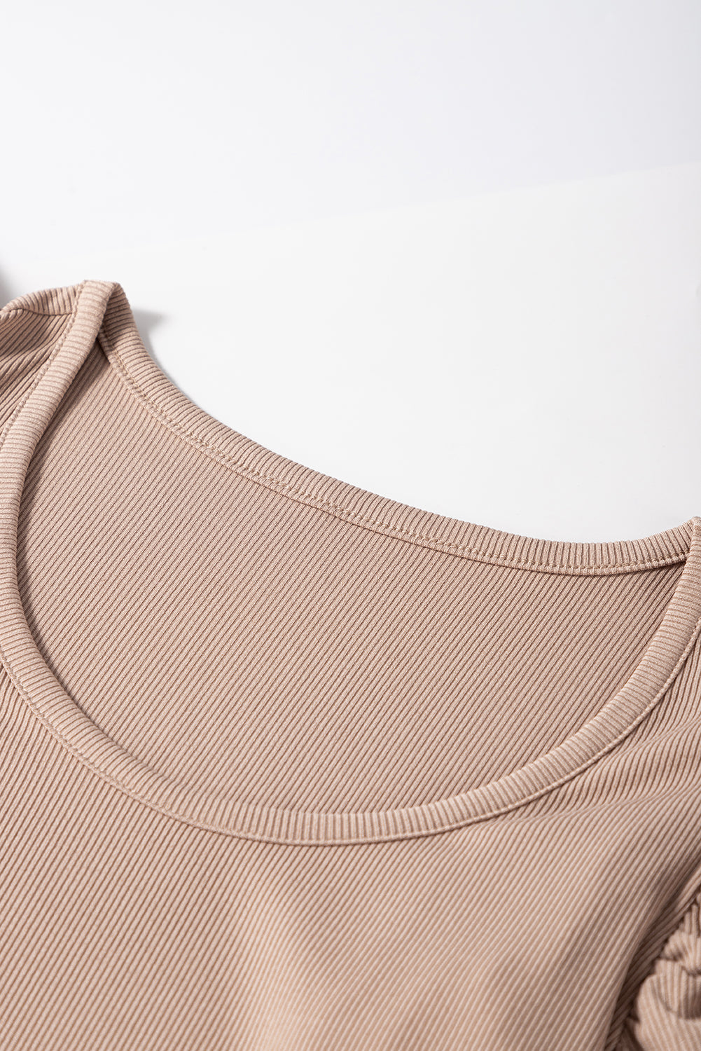Smoke Grey Ribbed Knit Ruffled Shoulder Slim Fit Tank Top eAura