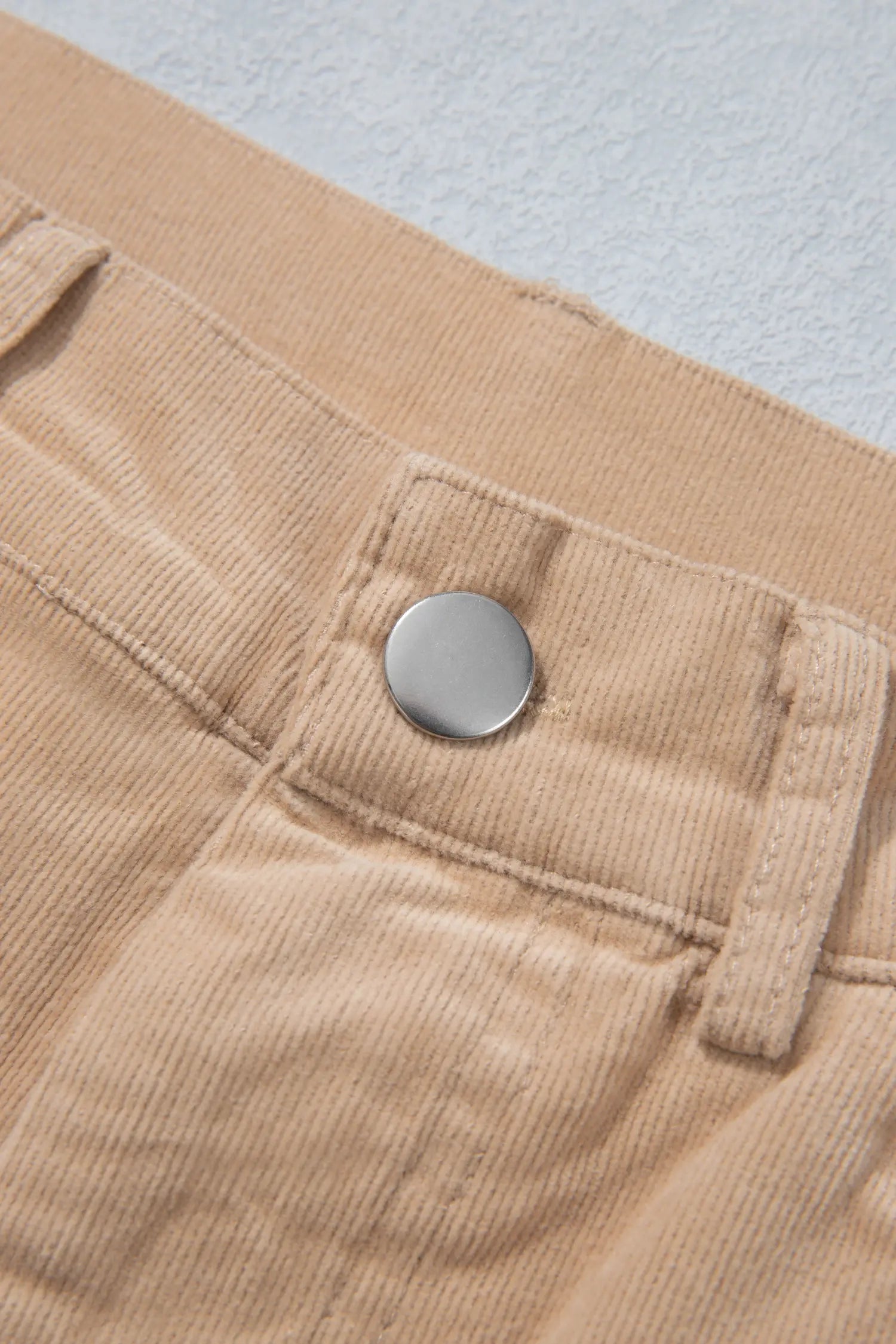 Ribbed Side Panel Colourblock Straight Leg Trousers – Latte
