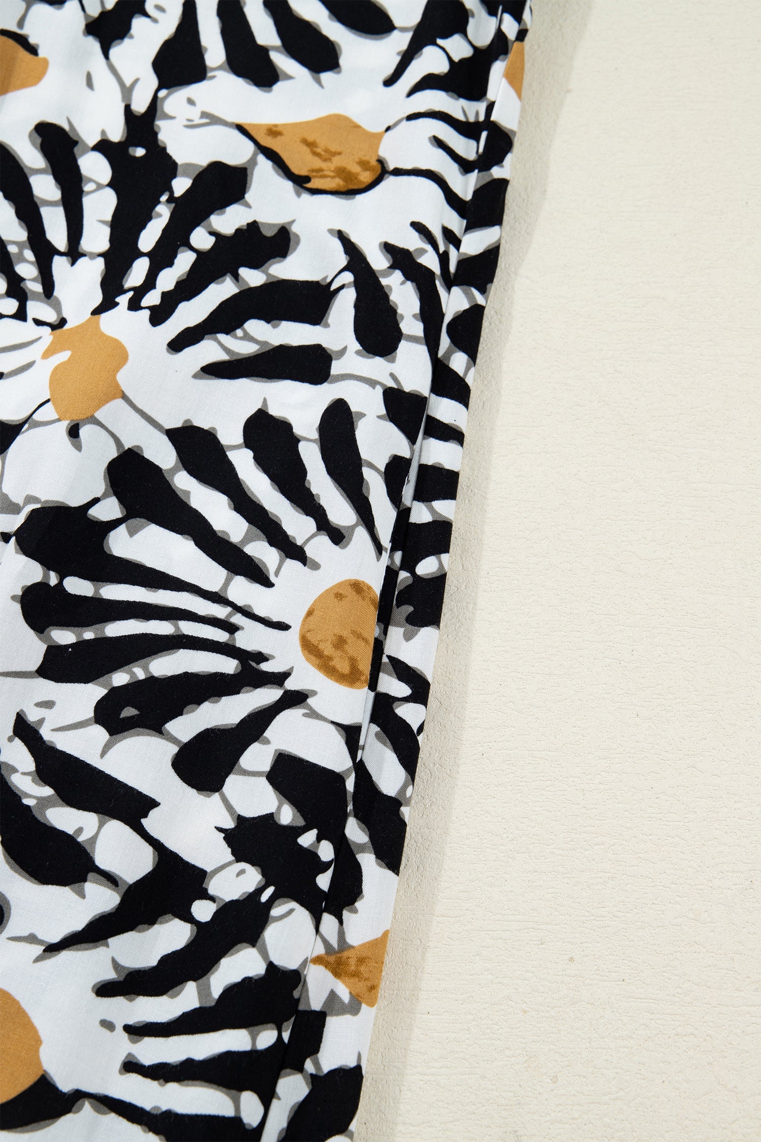 Abstract Floral Print Split V Neck Long Dress with Sleeves - eAura