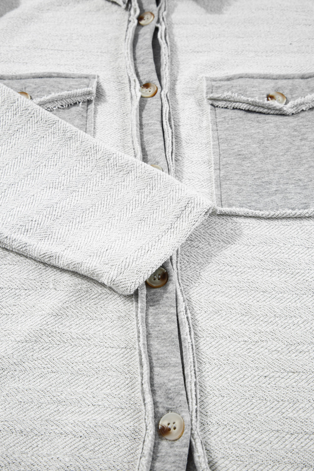 Grey Contrast Flap Pockets Relaxed Shacket Beagle Boutique Fashion Outlet