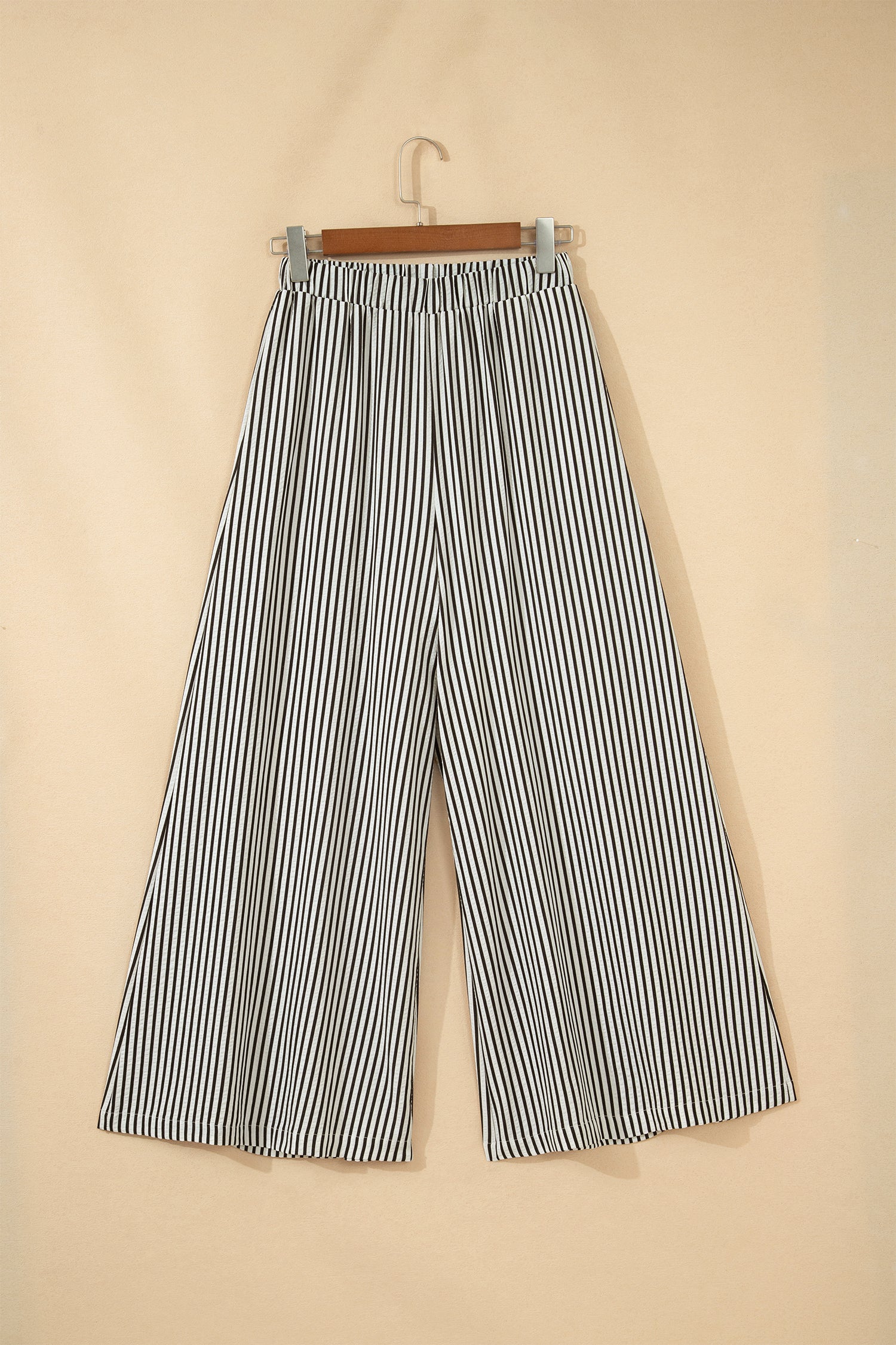 Black Stripe Ultra Wide Leg Trousers – Elastic Waist