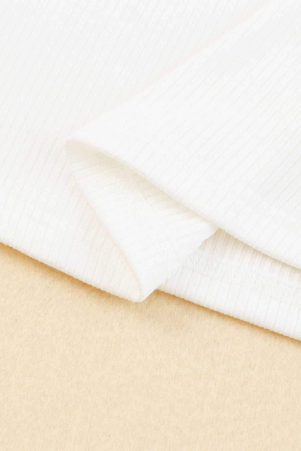 Dotted Mesh Ruffle Sleeve Rib Knit Top - eAura