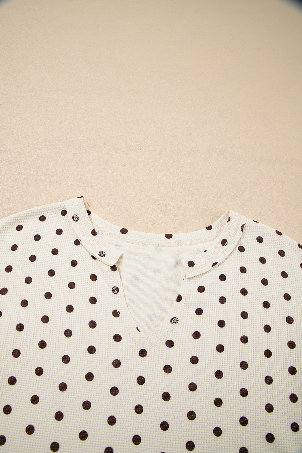 White Polka Dot Print Long Sleeve Top and Drawstring Bottoms Pyjamas eAura