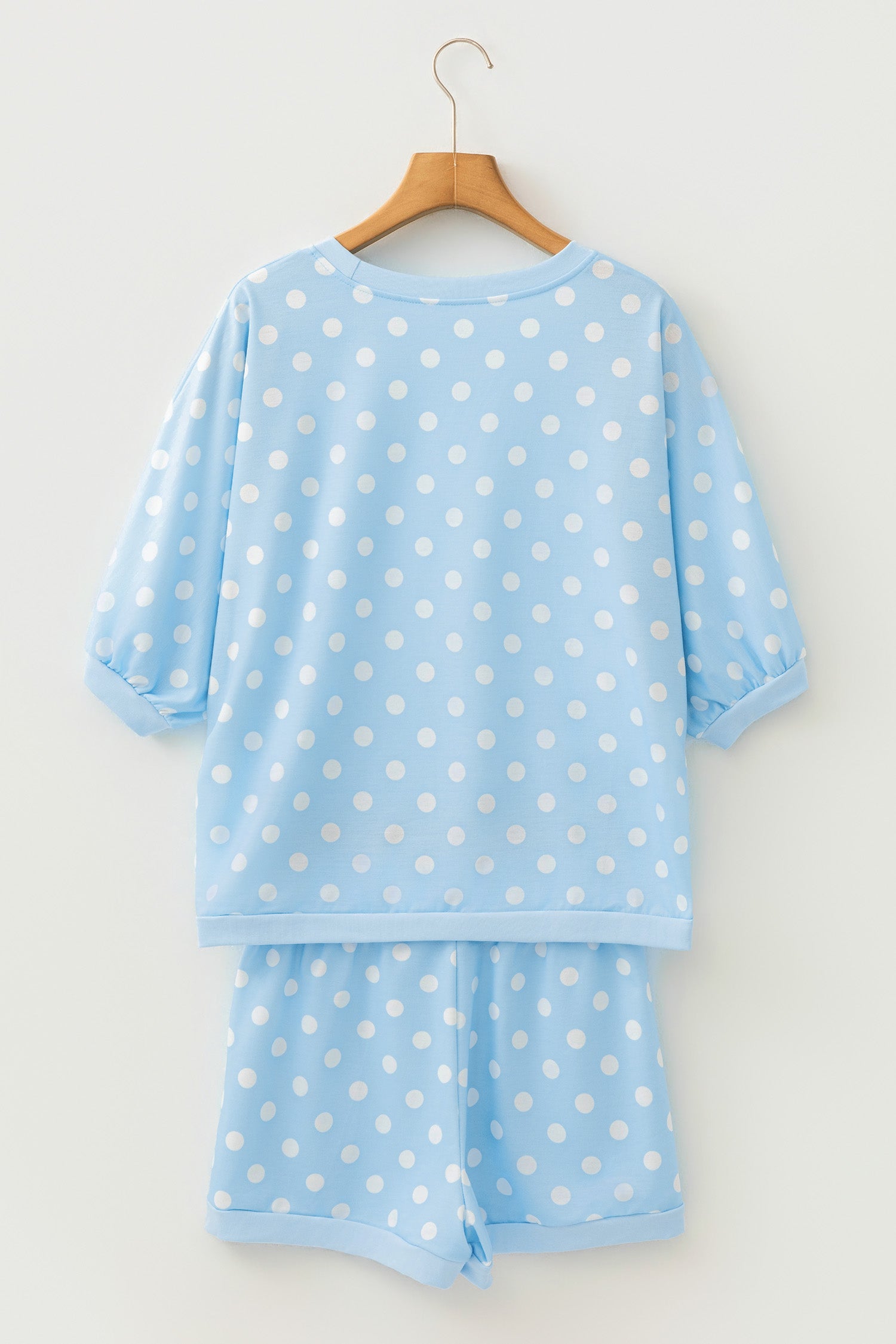 Polka Dot Oversized Top Drawstring Short Set – Green