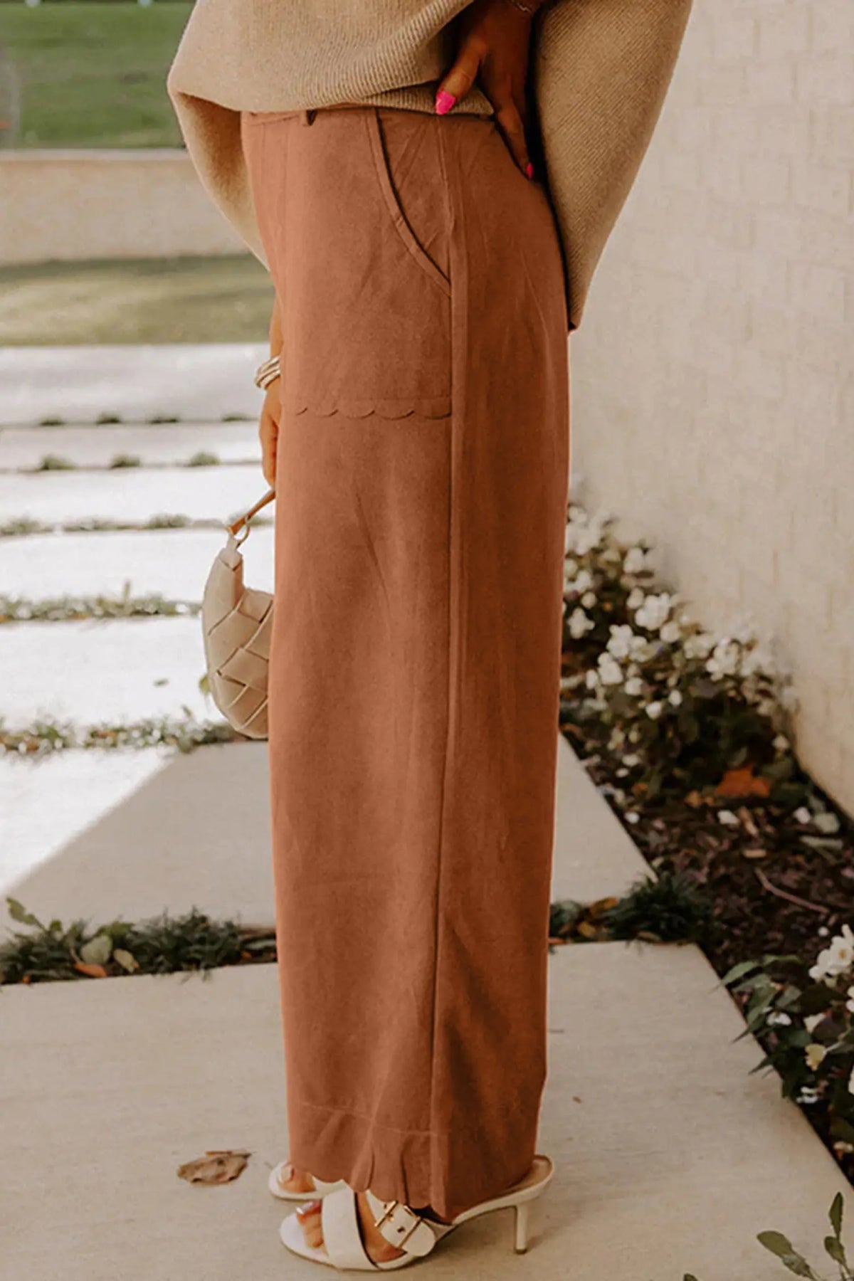 Scalloped Edge Pocket Full-Length Pant – Thai Curry