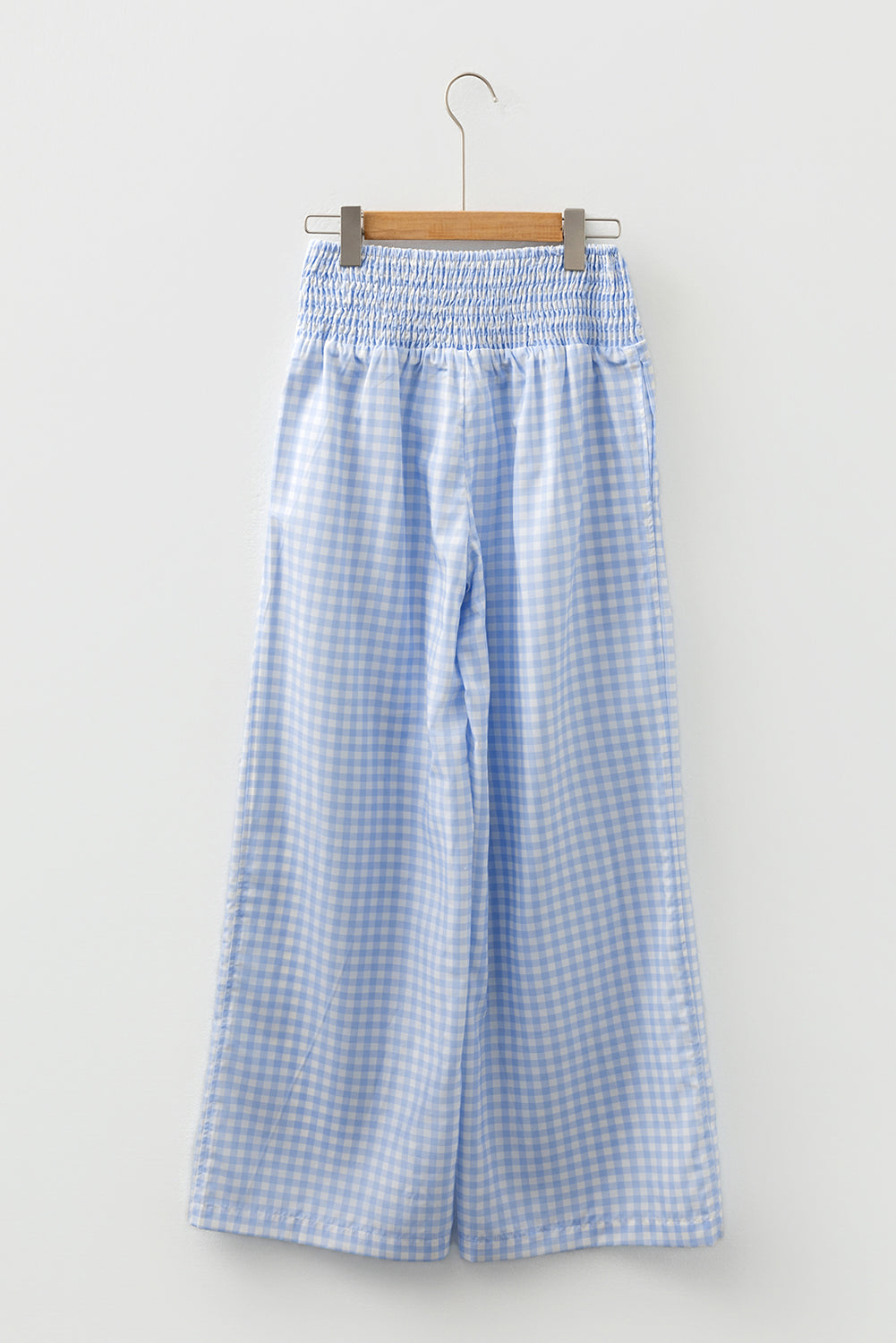 Plaid Print Smocked High Waist Loose Trousers - eAura