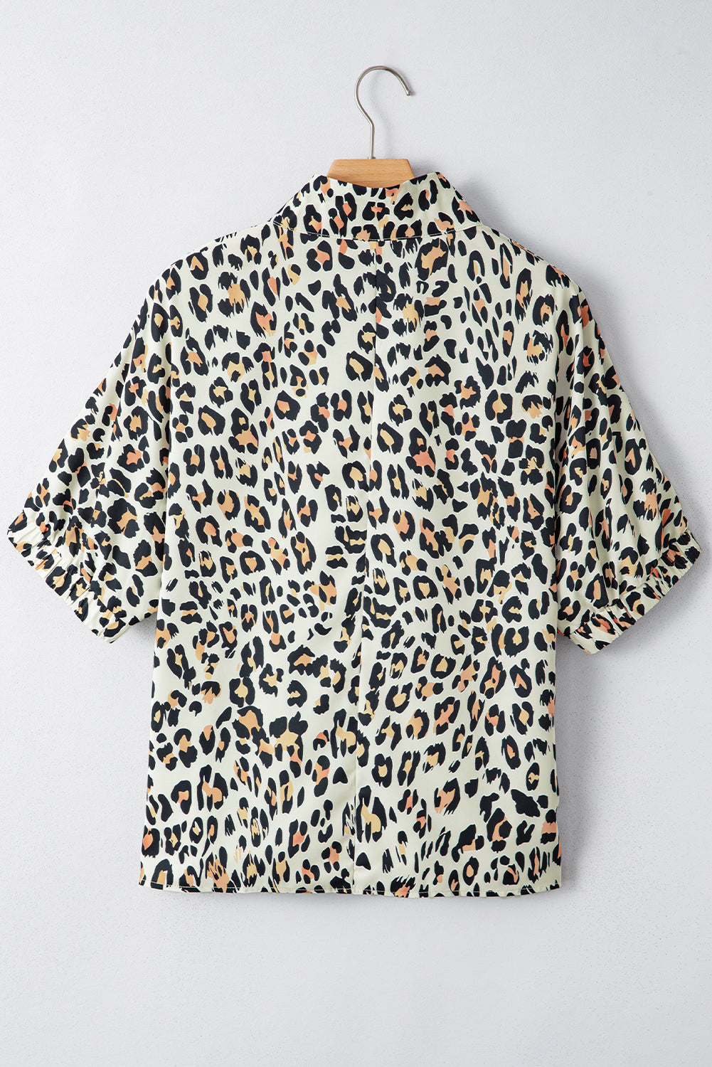 Leopard Contrast Striped V-Neck Loose Fit Blouse - eAura