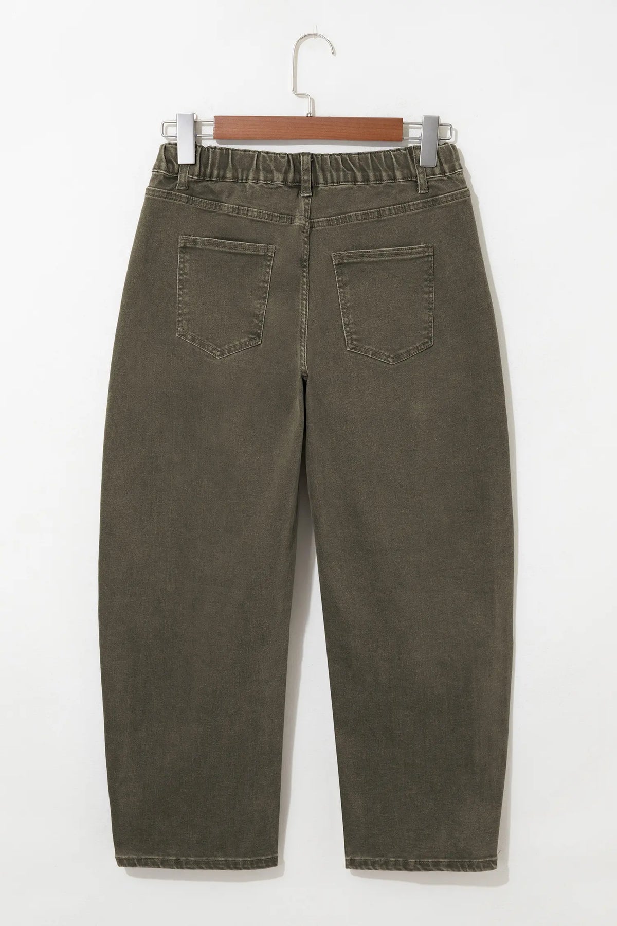 Solid Colour Square Patch Pocket Ankle-length Barrel Jeans – Beau Blue