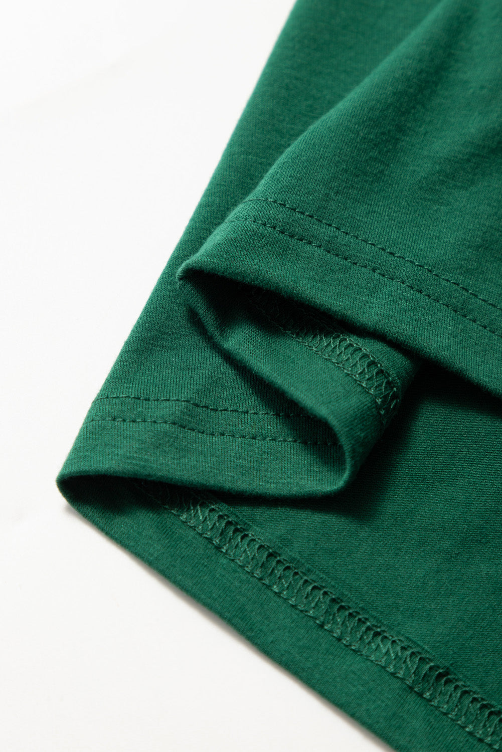 Dark Green Round Neck Rolled Sleeve Plus Size T-shirt BB Fashion Outlet
