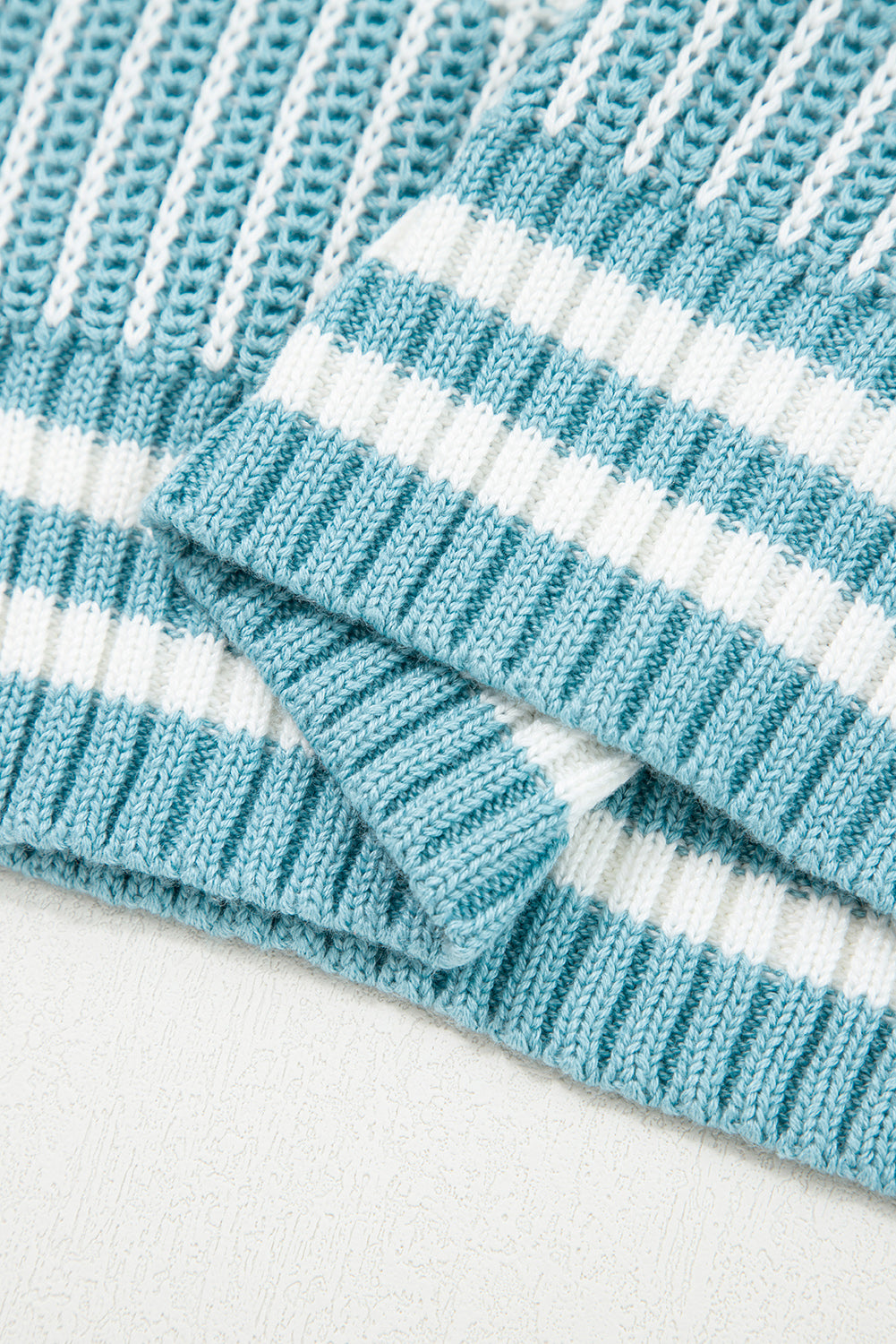 Two Tone Striped Patchwork Drop Shoulder Oversized Sweater - eAura