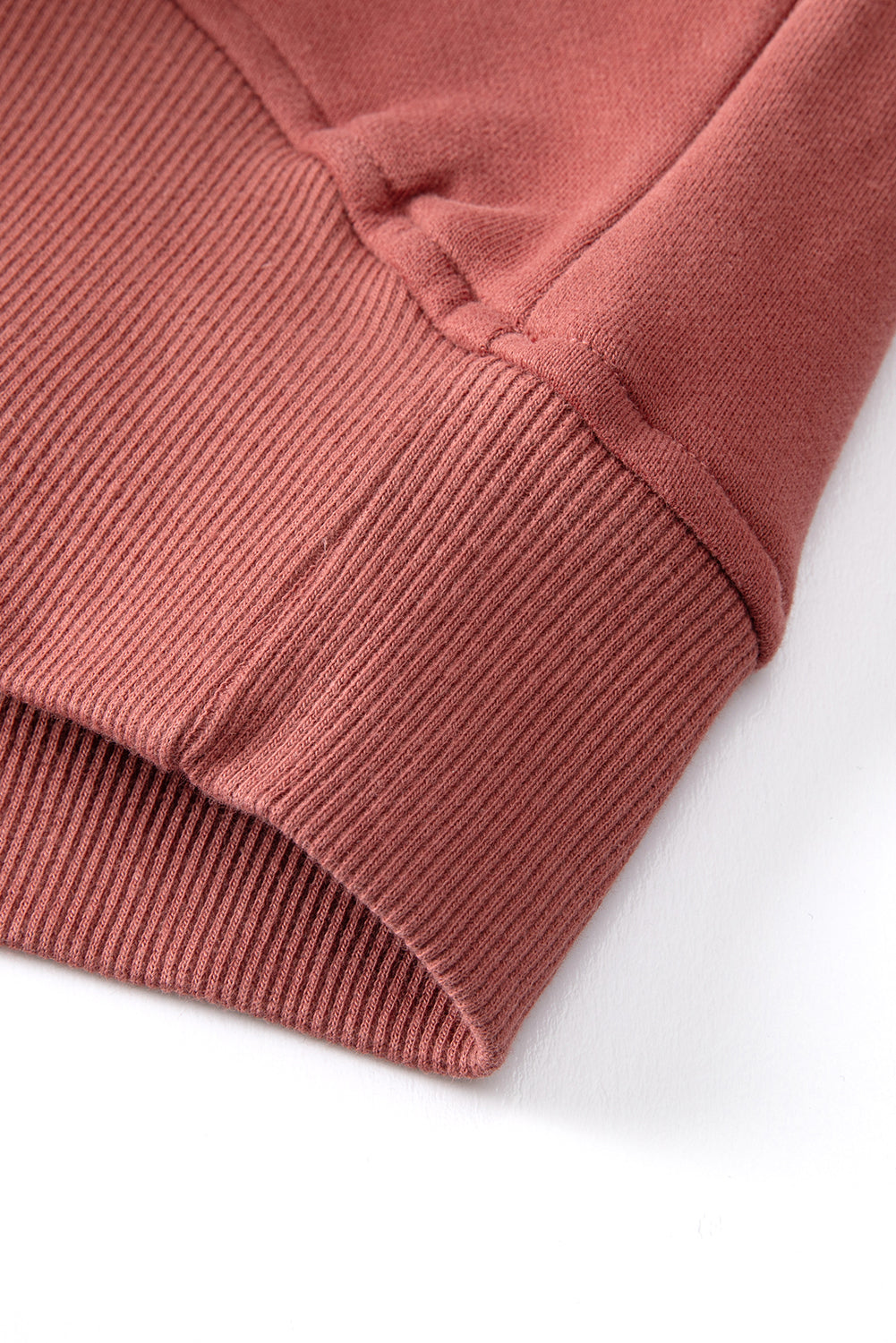 Brown Fleece Lined Zip Up Stand Collar Thumbhole Sleeve Sweatshirt eAura