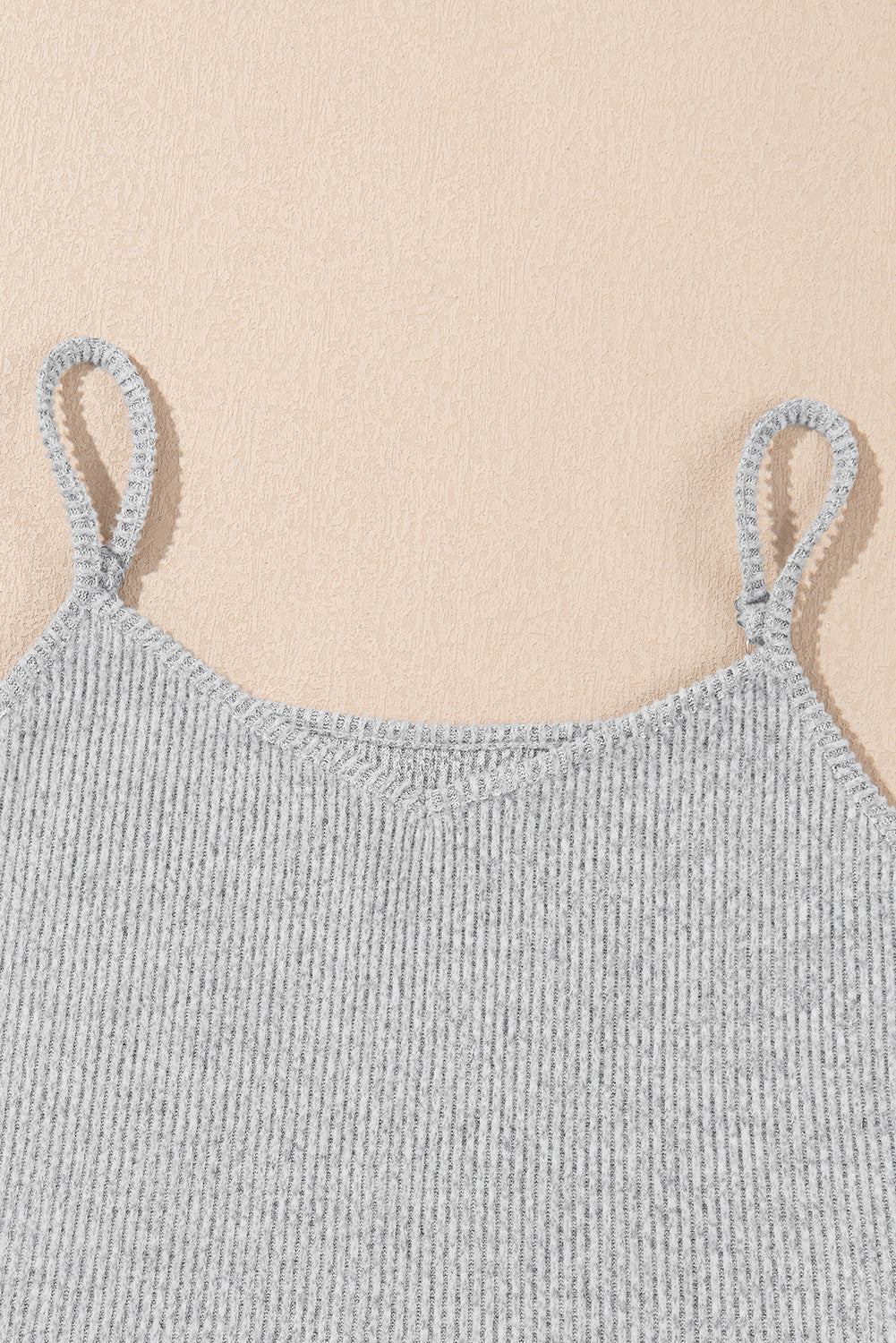 Light Grey 3 Pieces Rib Crop Camisole Matching Shorts Lounge Set with Cardigan eAura