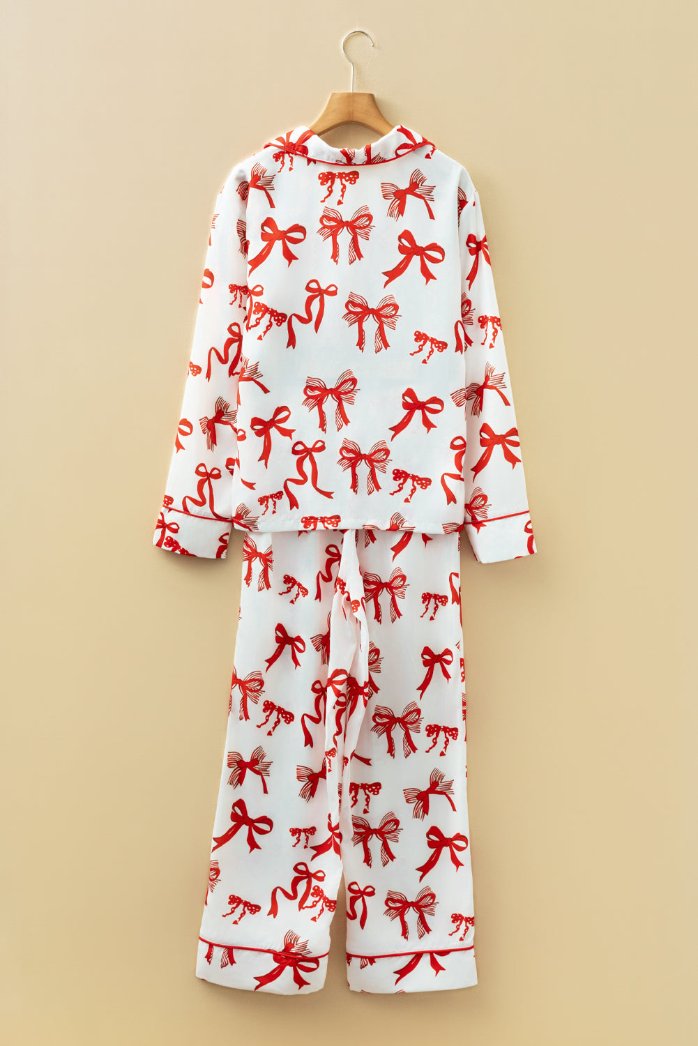 Red Christmas Bow Print Pyjama Set - eAura