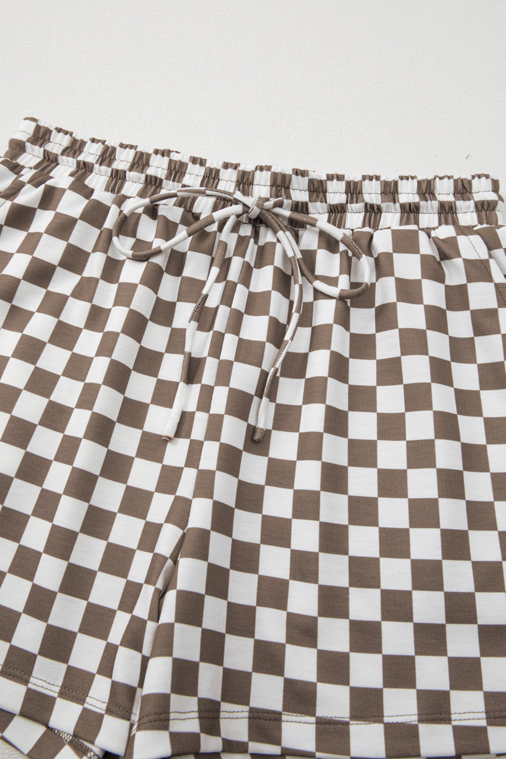 Brown Checkered Top and Short Casual 2pcs Set Co-ord eAura