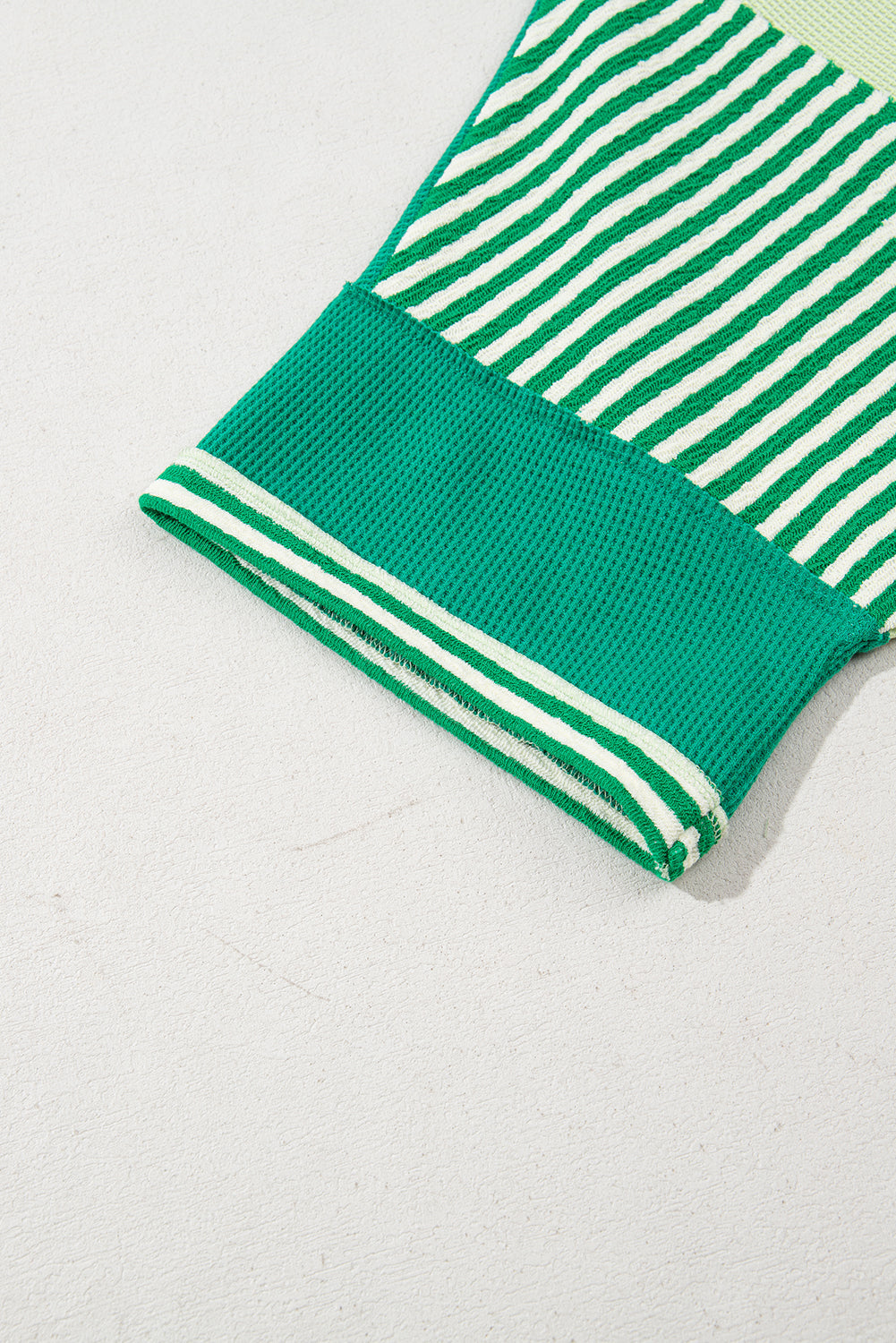Green Stripe Patchwork Colourblock Plus Size T Shirt BB Fashion Outlet