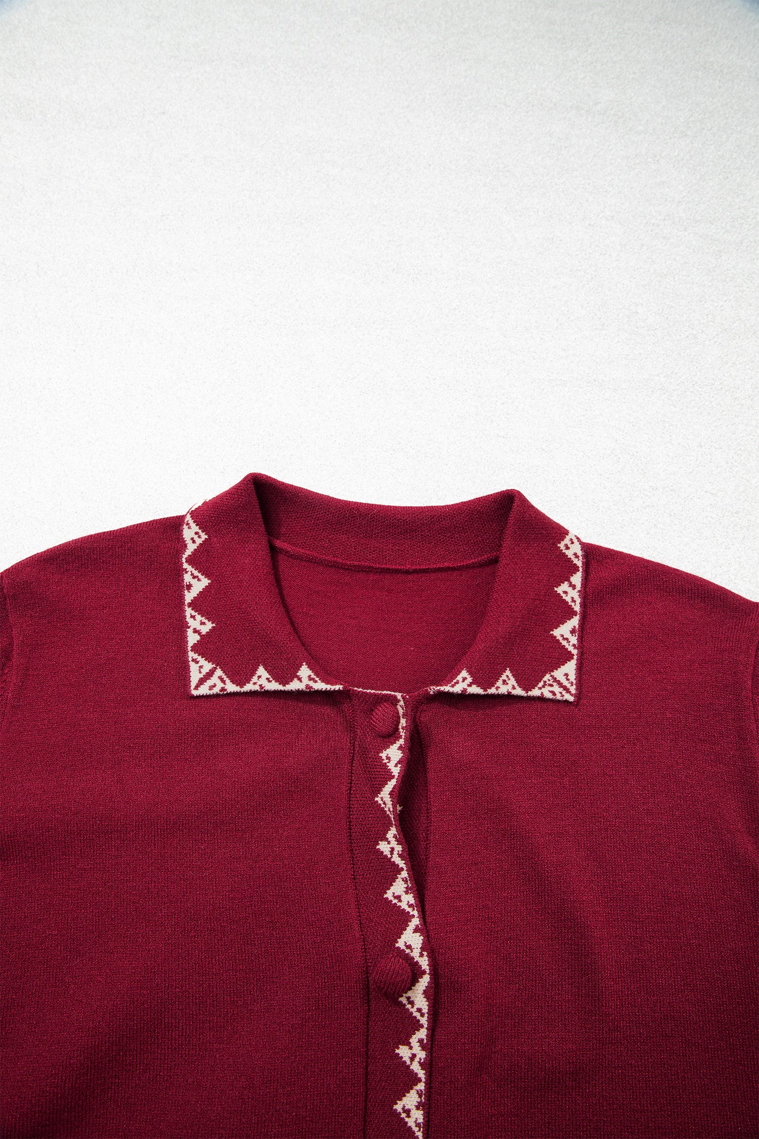 Bow Pocket Collar Long Sleeve Knit Cardigan – Burgundy