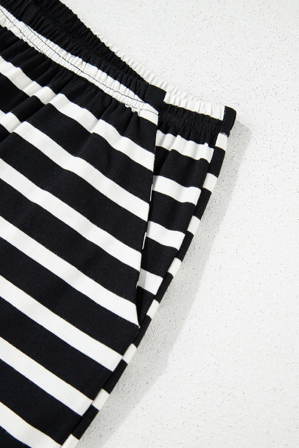 Black White Striped Short Sleeve Top and Shorts Set eAura