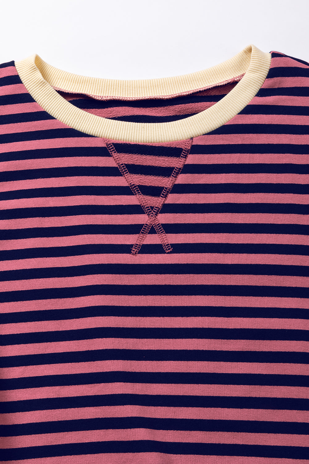 Sky Blue Stripe Oversized Contrast Trim Pullover Sweatshirt BB Fashion Outlet