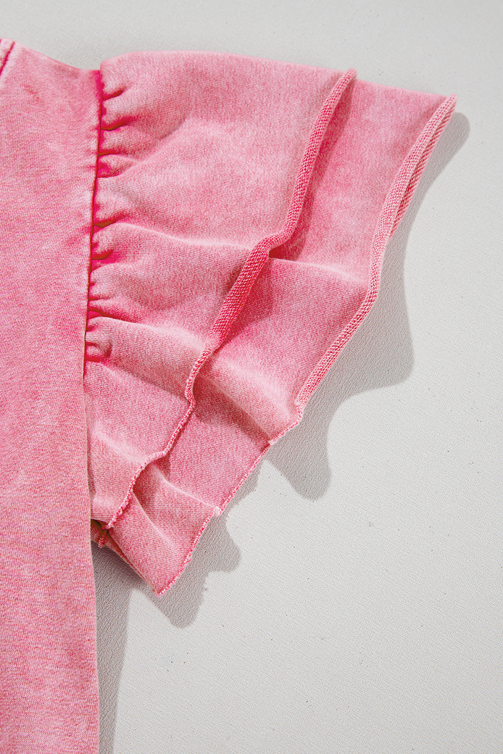 Sachet Pink Mineral Wash Raw Edge Ruffle Mini Dress eAura
