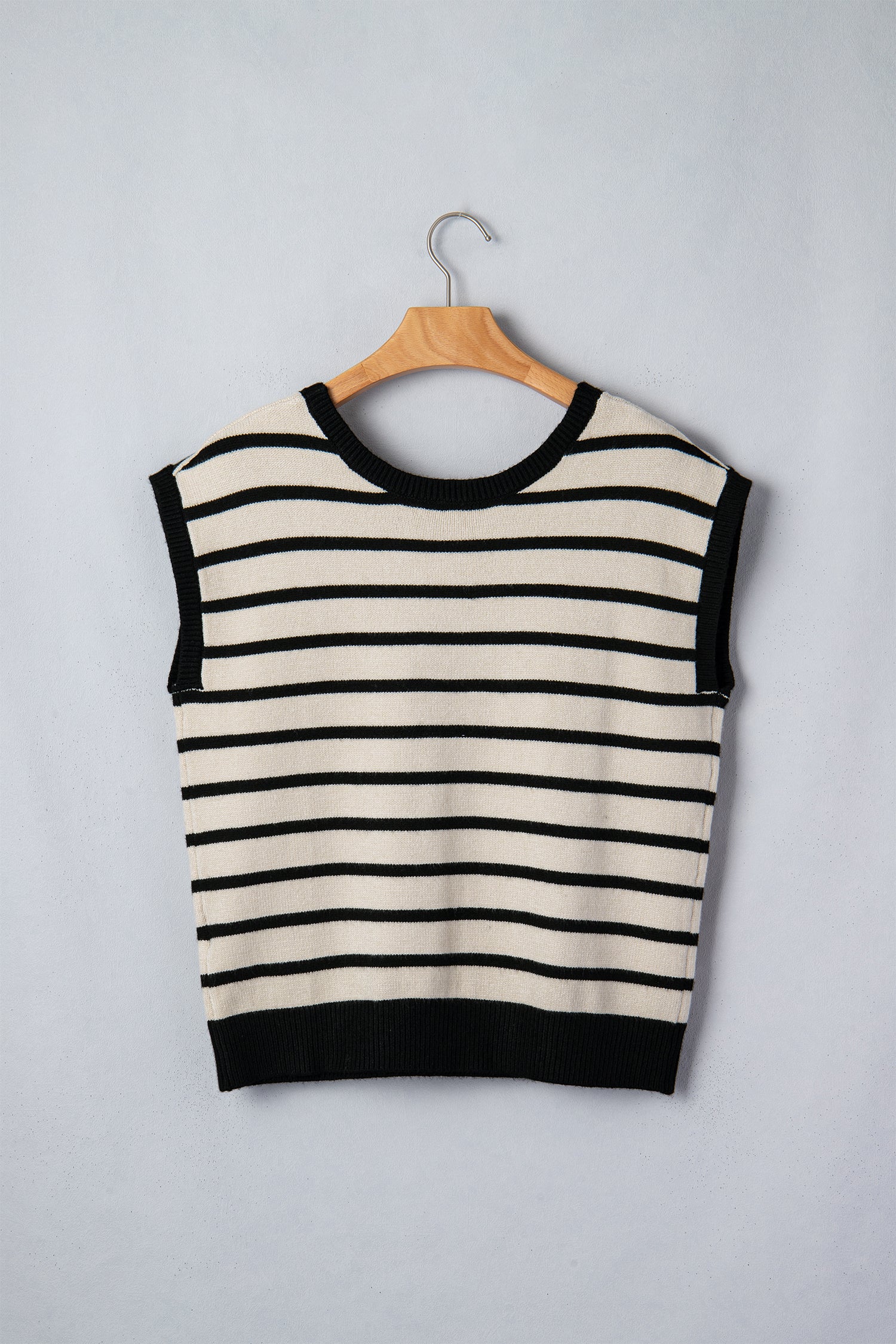 Stripe Bow Appliqué Short Sleeve Sweater