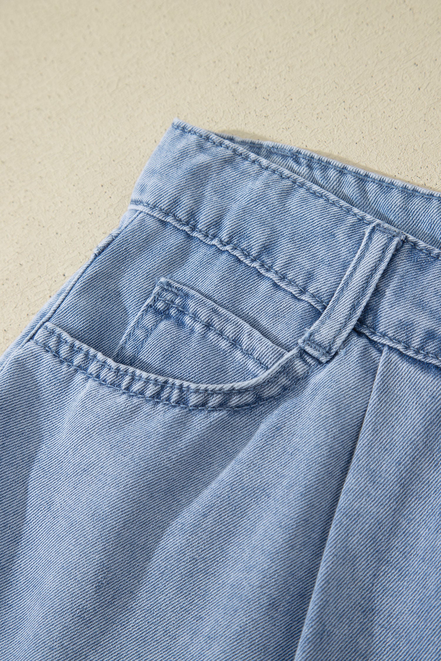 Myosotis Scalloped Hem Casual Denim Shorts